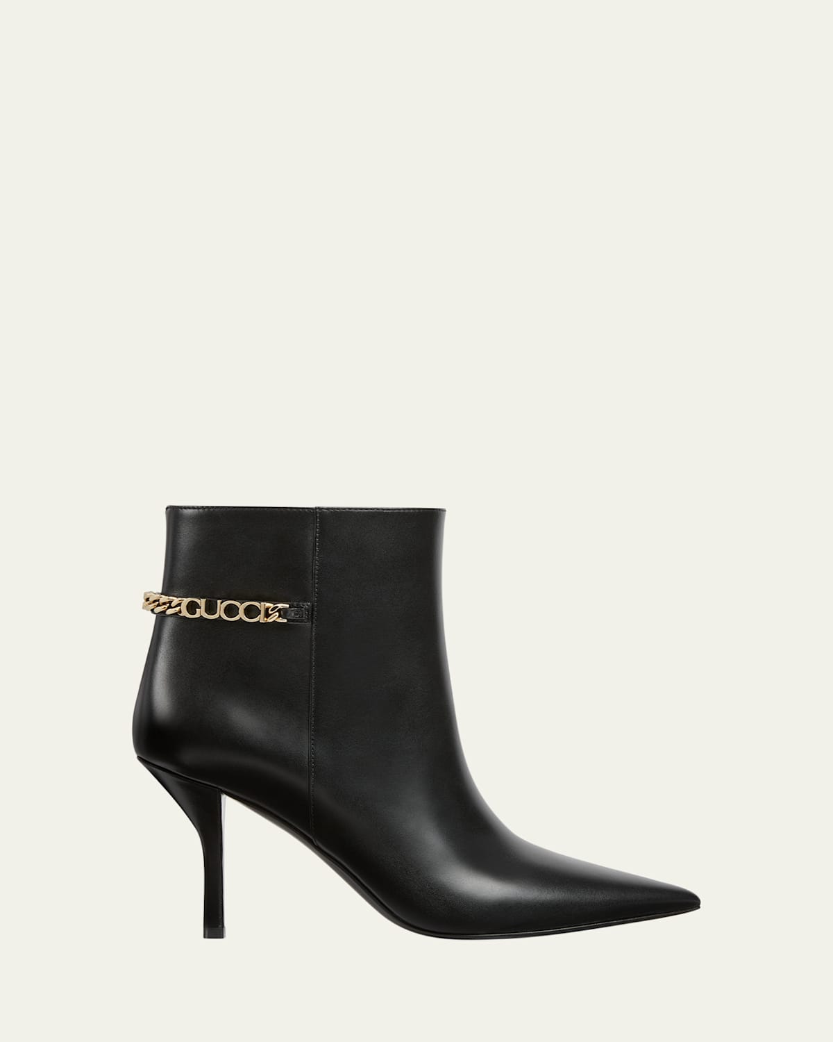 Gucci Signoria Leather Chain Ankle Booties