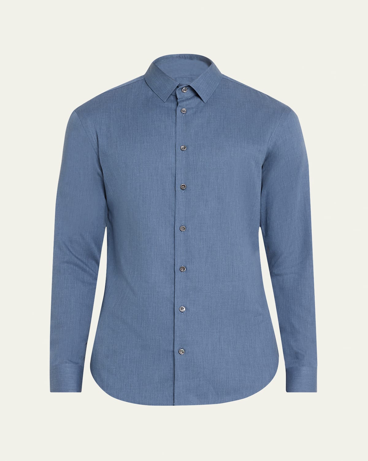 Giorgio Armani Men's Tonal Chevron Sport Shirt In Solid Medium Blue