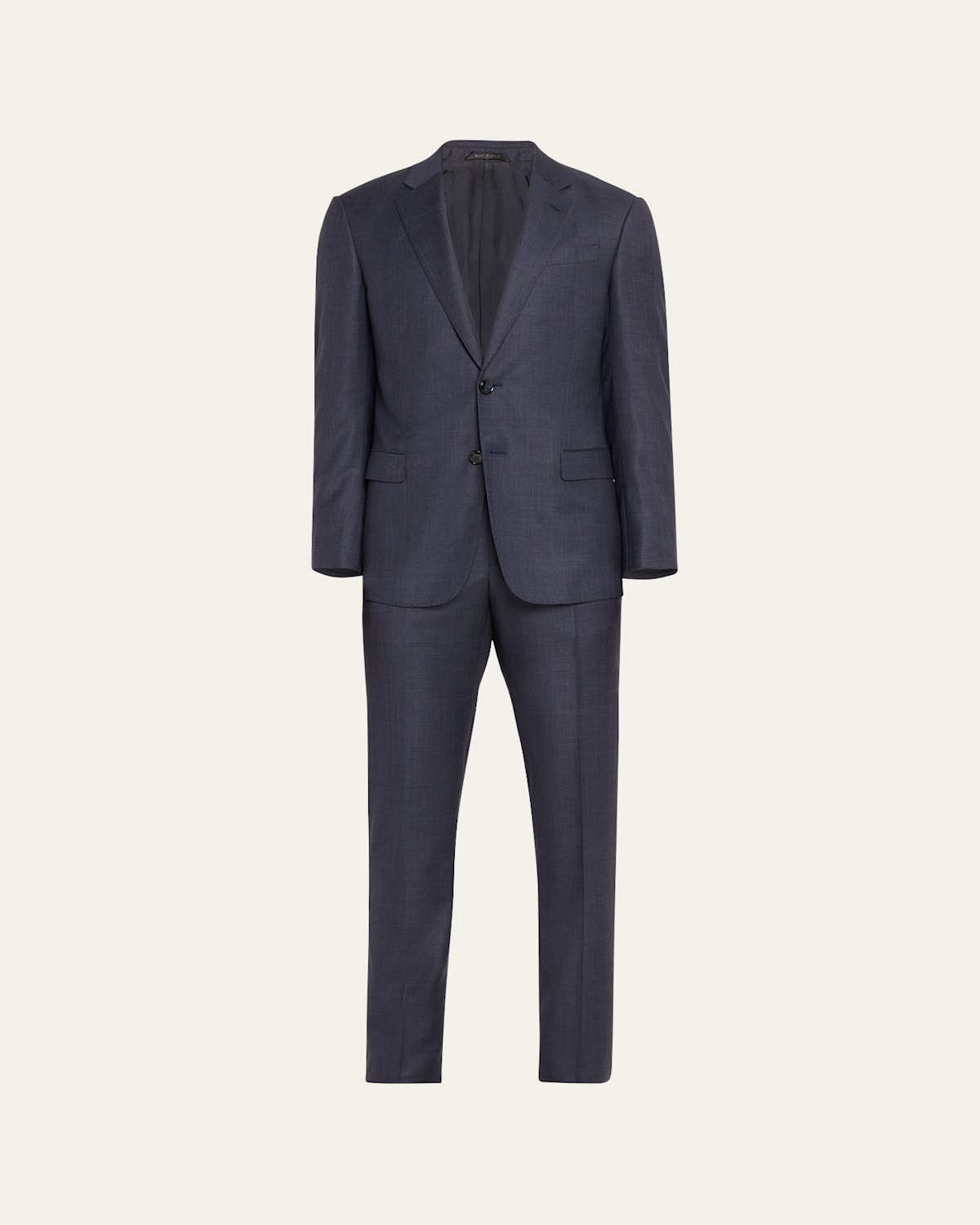 Giorgio Armani Manhattan Line Pinstriped Virgin-wool Single-breasted Suit In Solid Dark Blue