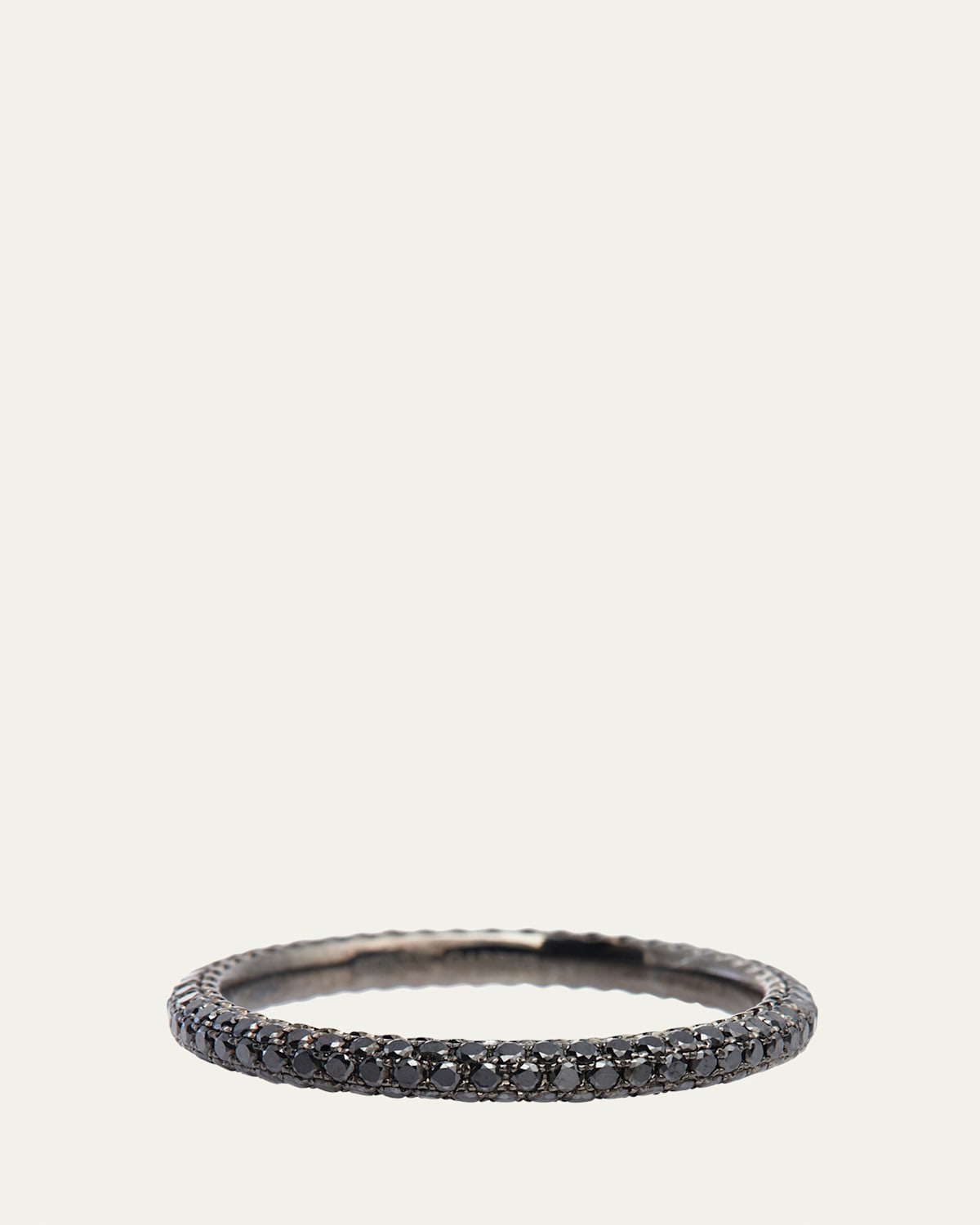 Men's 18K White Gold Black Diamond Thread Ring, Size 10