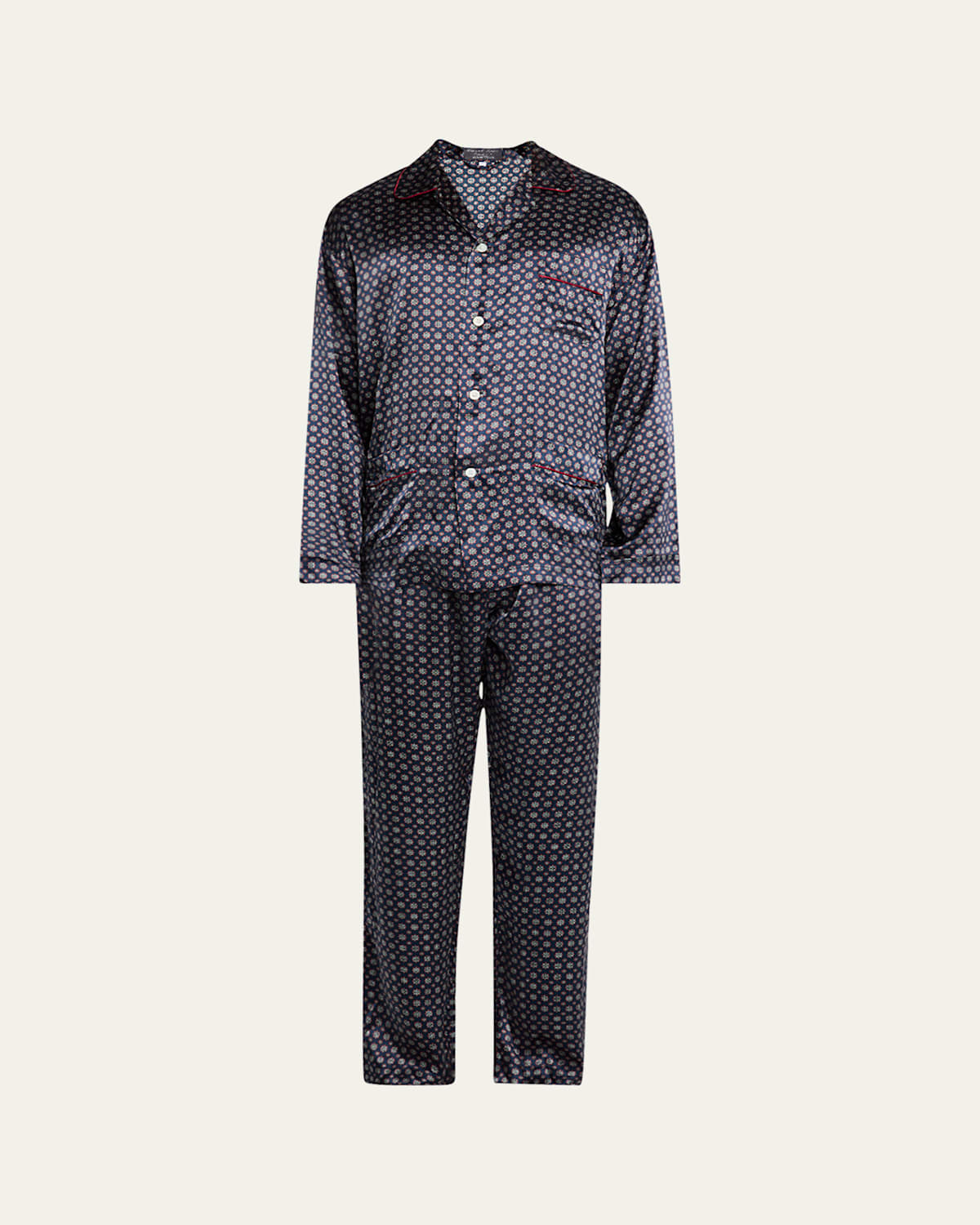 Men's Silk Medallion Long Pajama Set