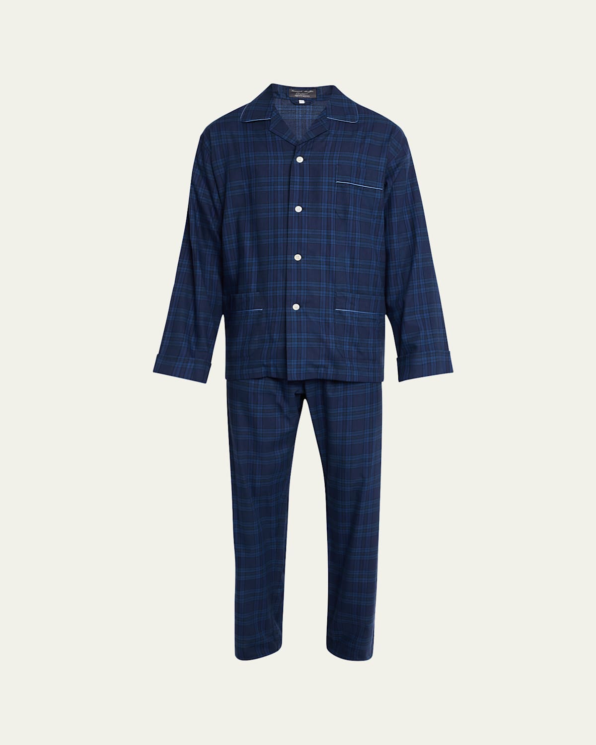 Men's Cotton Plaid Long Pajama Set