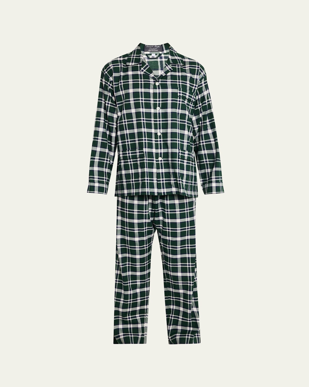 Men's Cotton Plaid Long Pajama Set