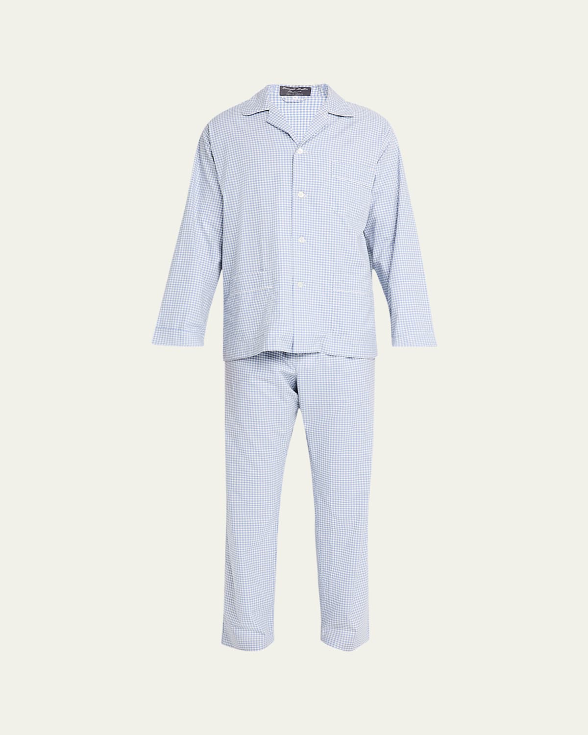 Men's Cotton Gingham Long Pajama Set