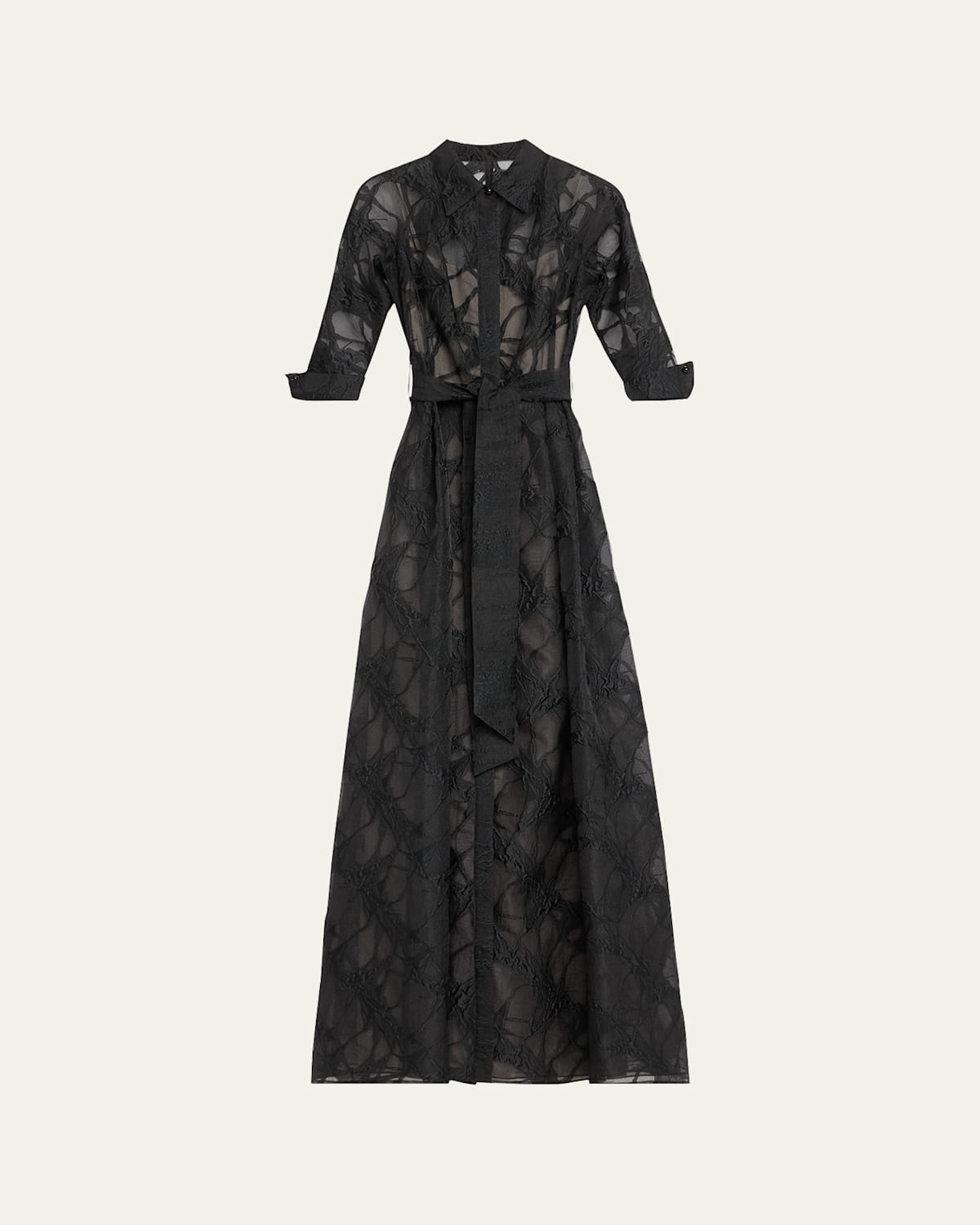 A-Line Organza Jacquard Shirt Gown