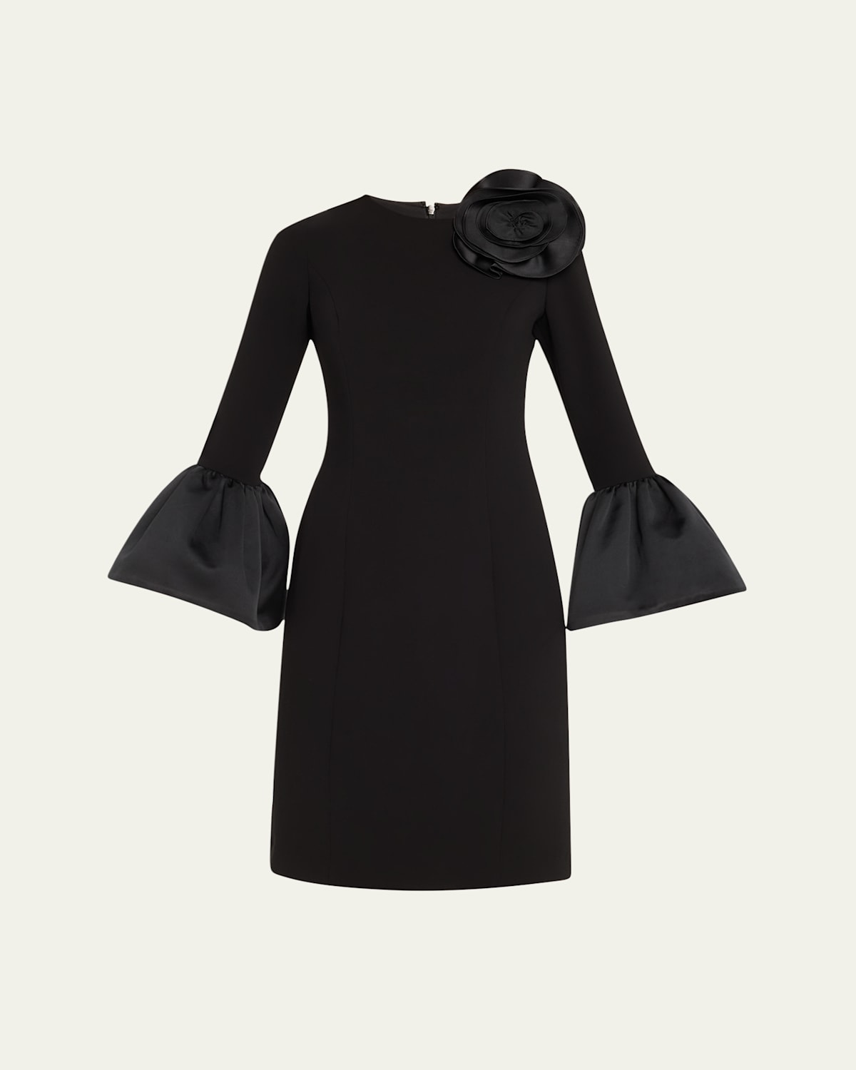 Bell-Sleeve Floral Applique Dress