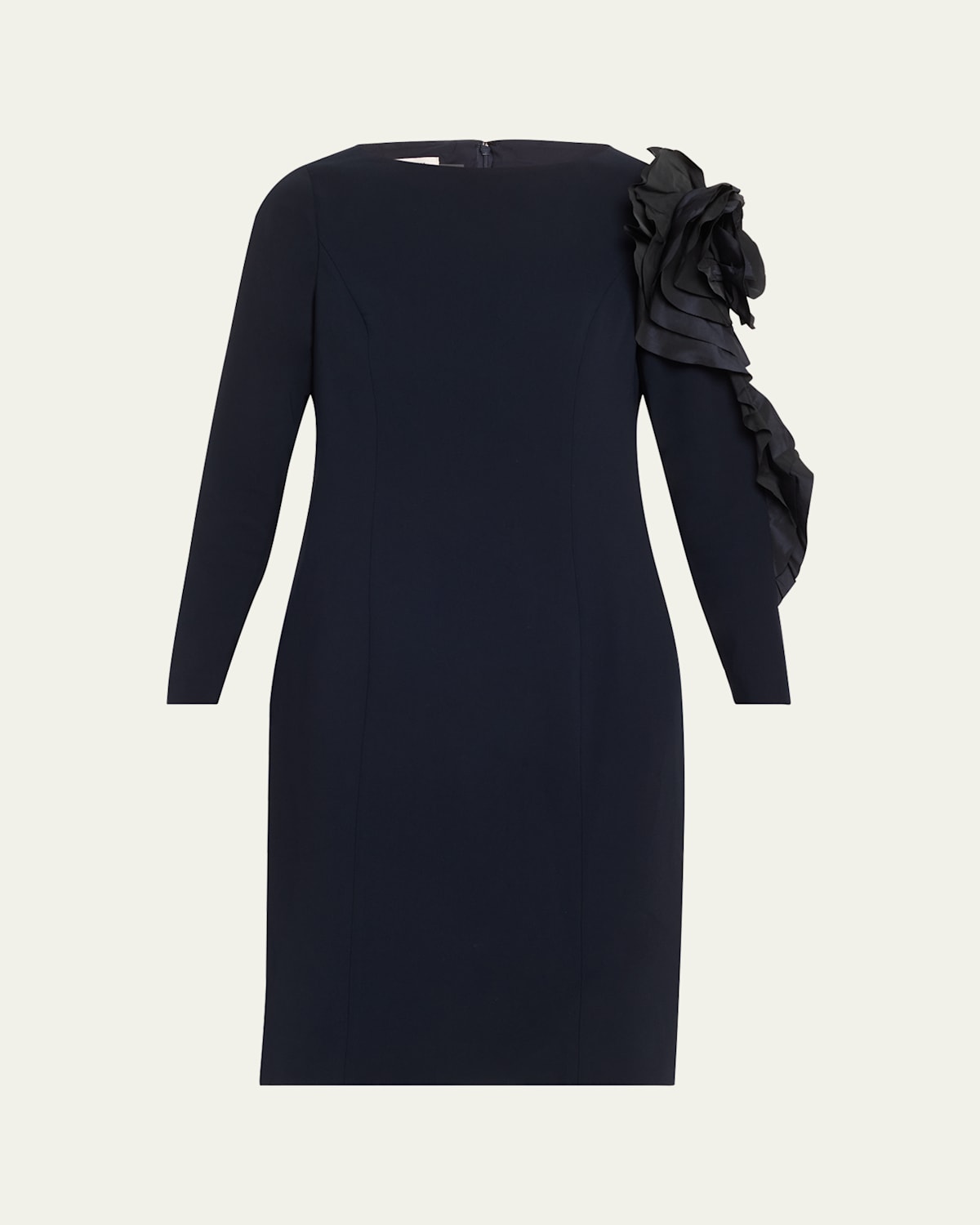 Bodycon Ruffle Applique Crepe Dress