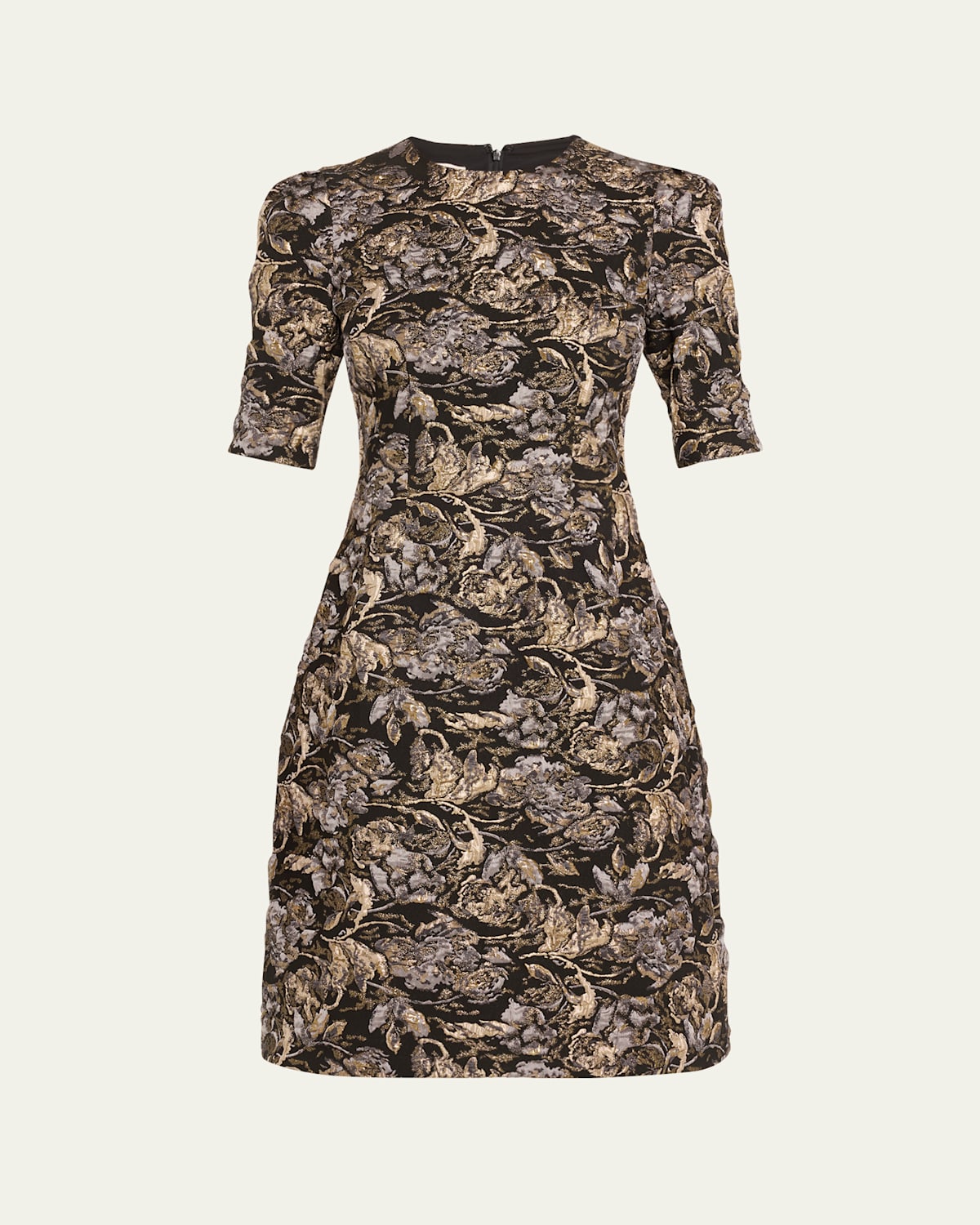 A-Line Textured Metallic Jacquard Dress