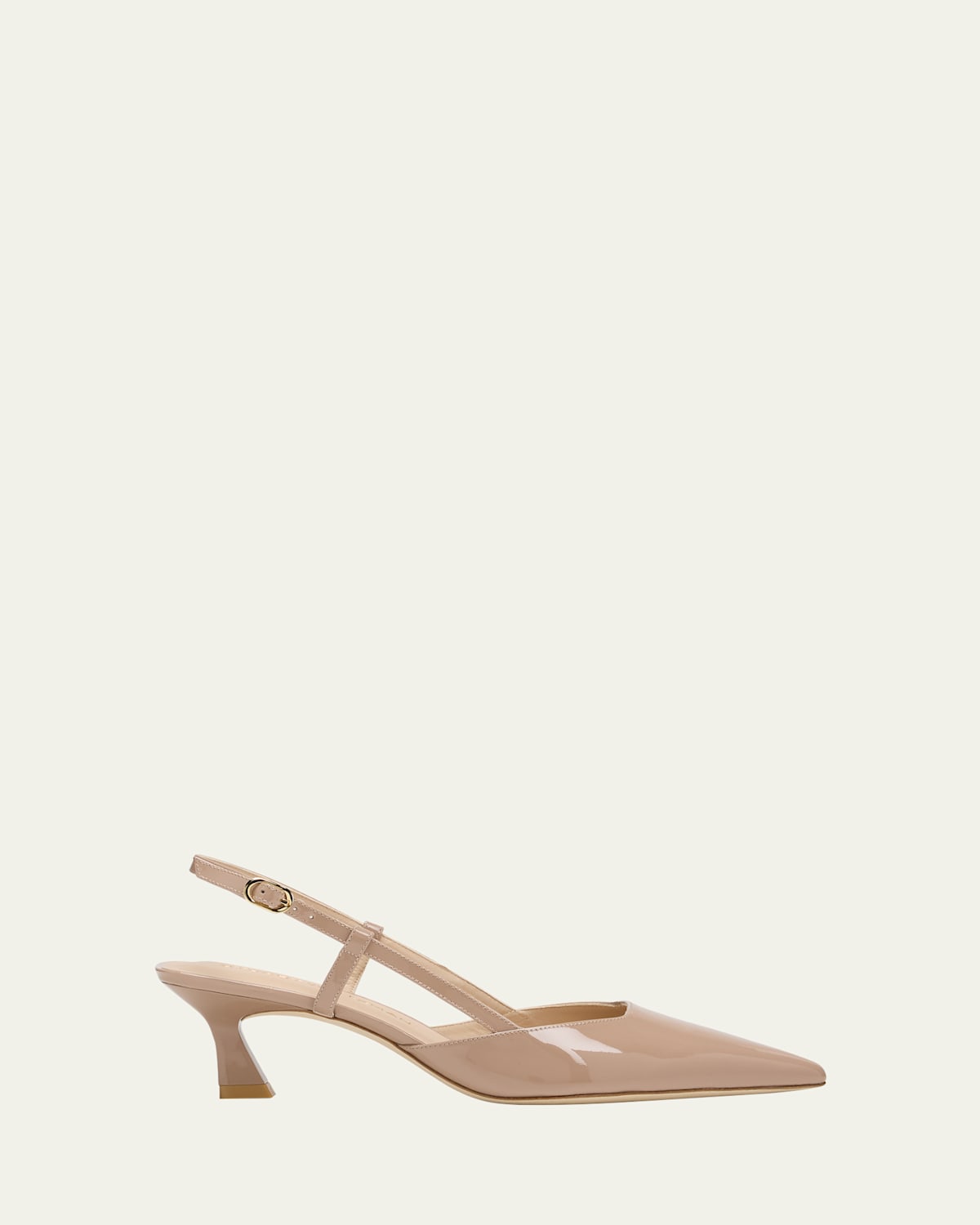 Stuart Weitzman Vinnie Patent Kitten Slingback Pumps In Cream.