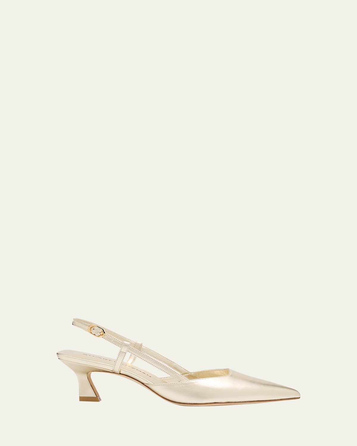 Stuart Weitzman Vinnie Metallic Kitten Slingback Pumps In White
