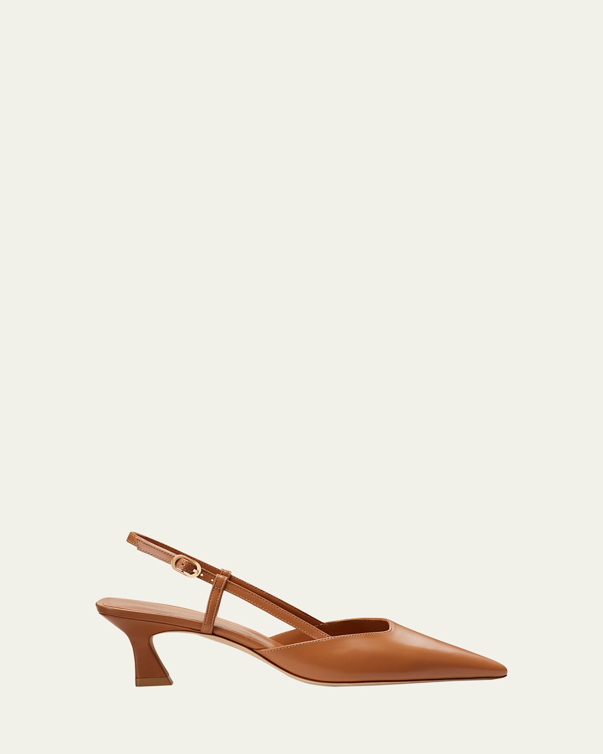 Stuart Weitzman 'winnie' Brown Slingback Pumps Wirh Medium Heel In Leather Woman In Macchiato