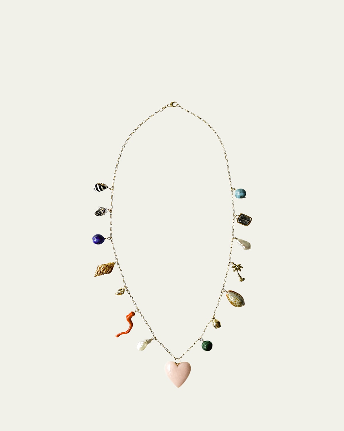 Les Charmantes Opal Heart Charm Necklace