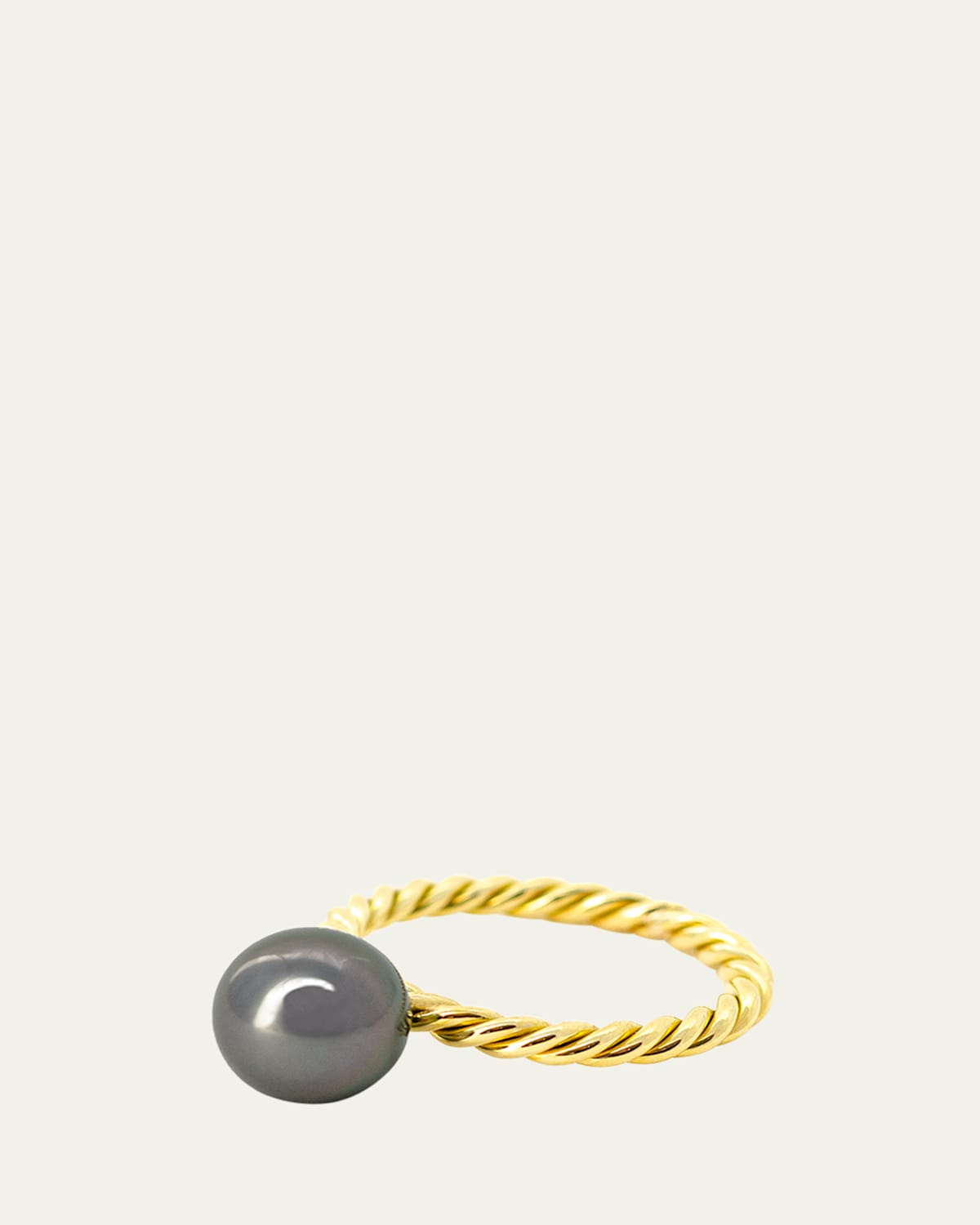 Tahitian Pearl Hand Twisted Ring, Size 7