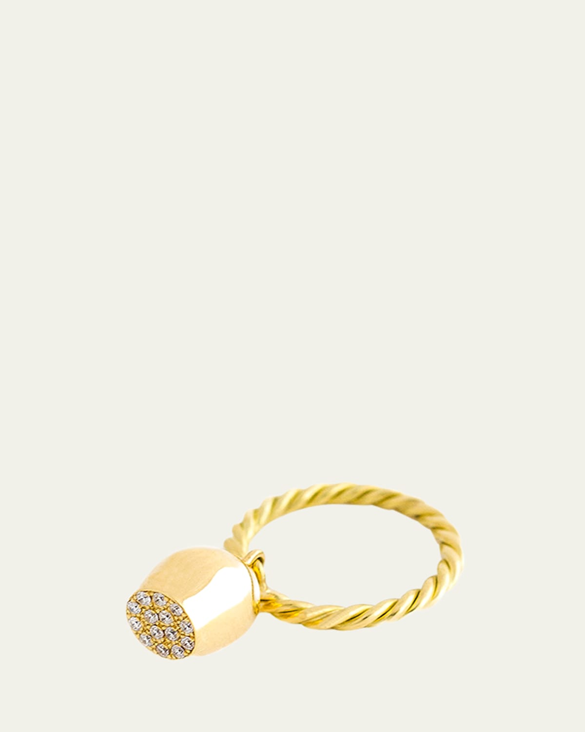 Diamond Pave Lune Hand Twisted Ring, Size 6.5