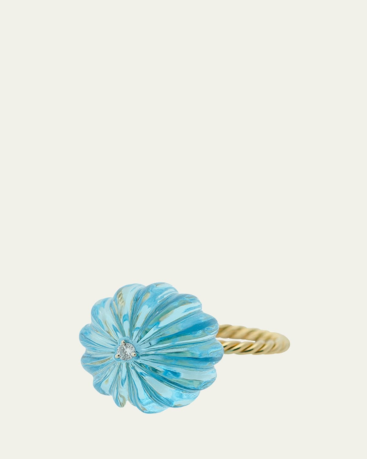 Uranus Blue Topaz Diamond Ring, Size 7