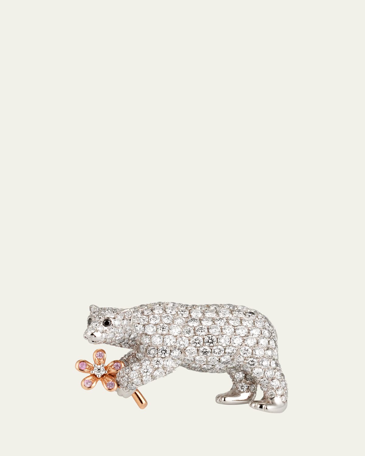 18K White and Rose Gold Nanook Ring with Pink Sapphire and Diamonds