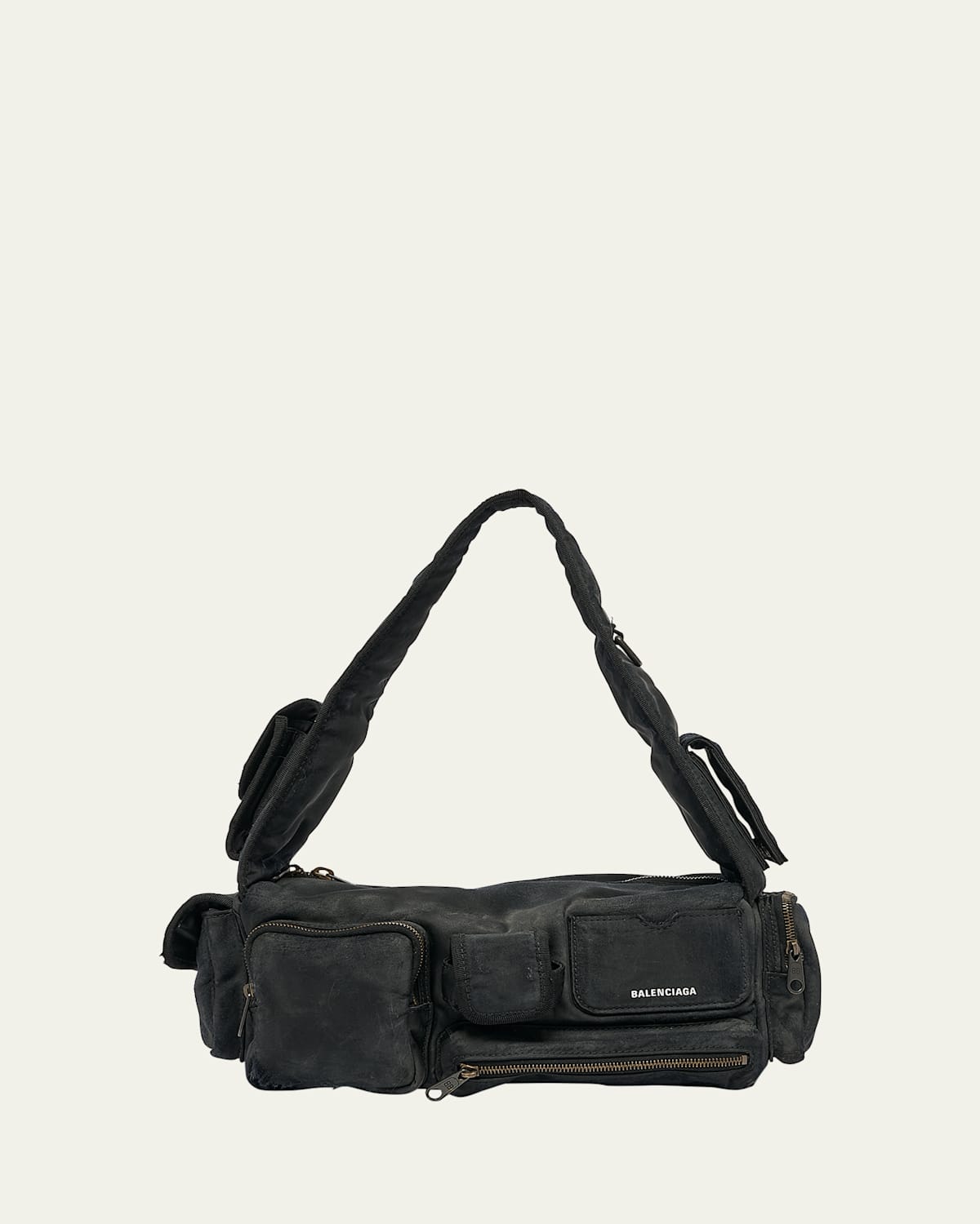 Balenciaga Men's Superbus Nylon Shoulder Sling Bag In Noir