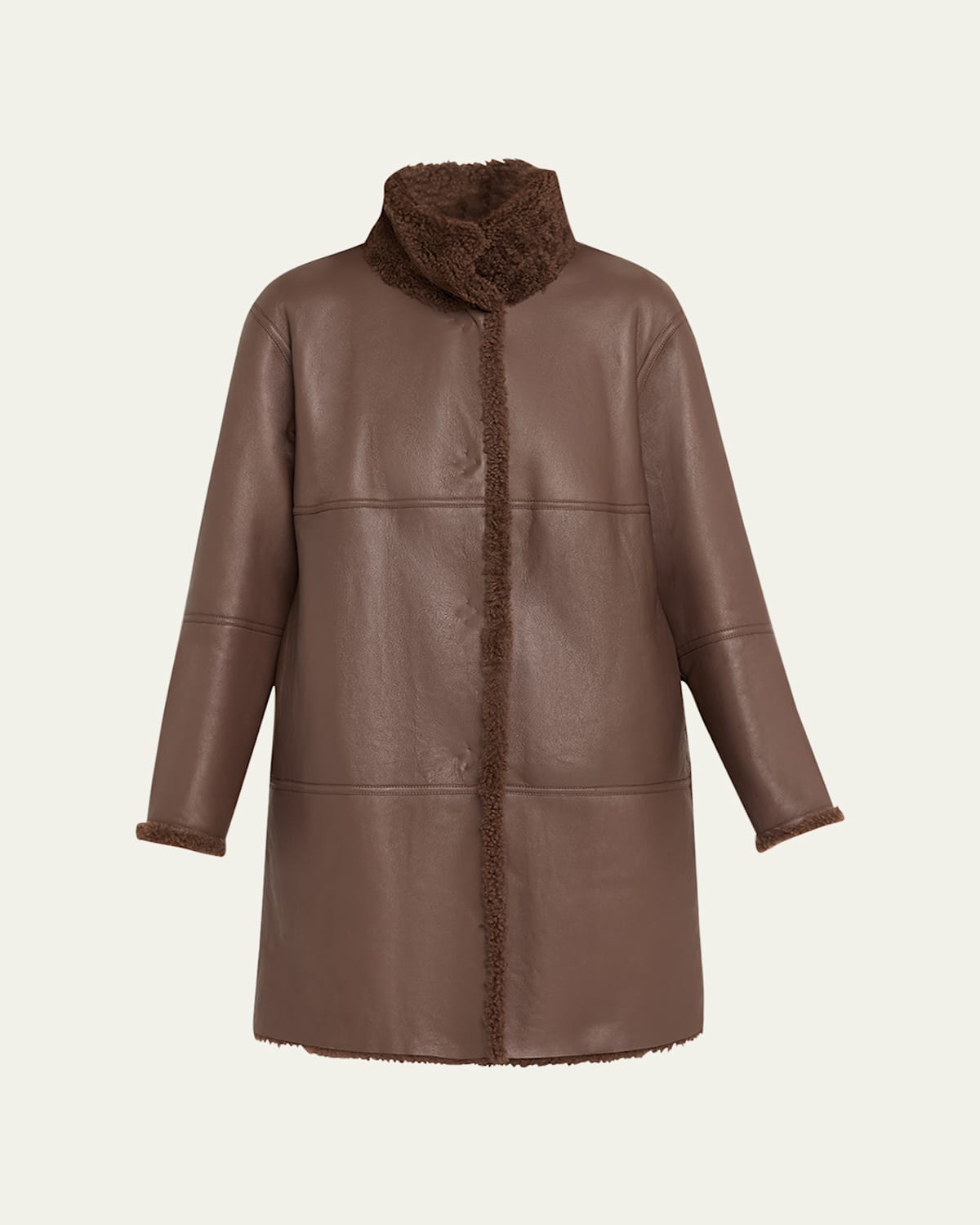 Reversible Leather & Sheep Shearling Coat