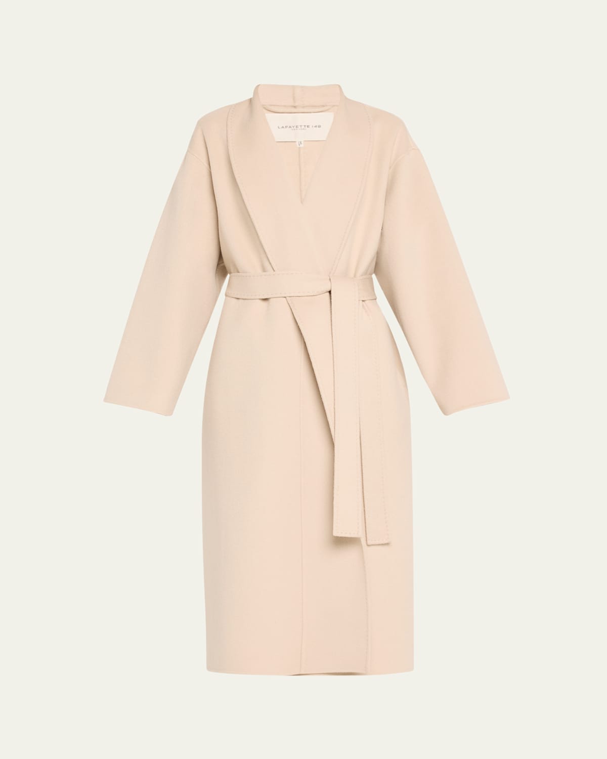 Shawl-Collar Cashmere Wrap Coat