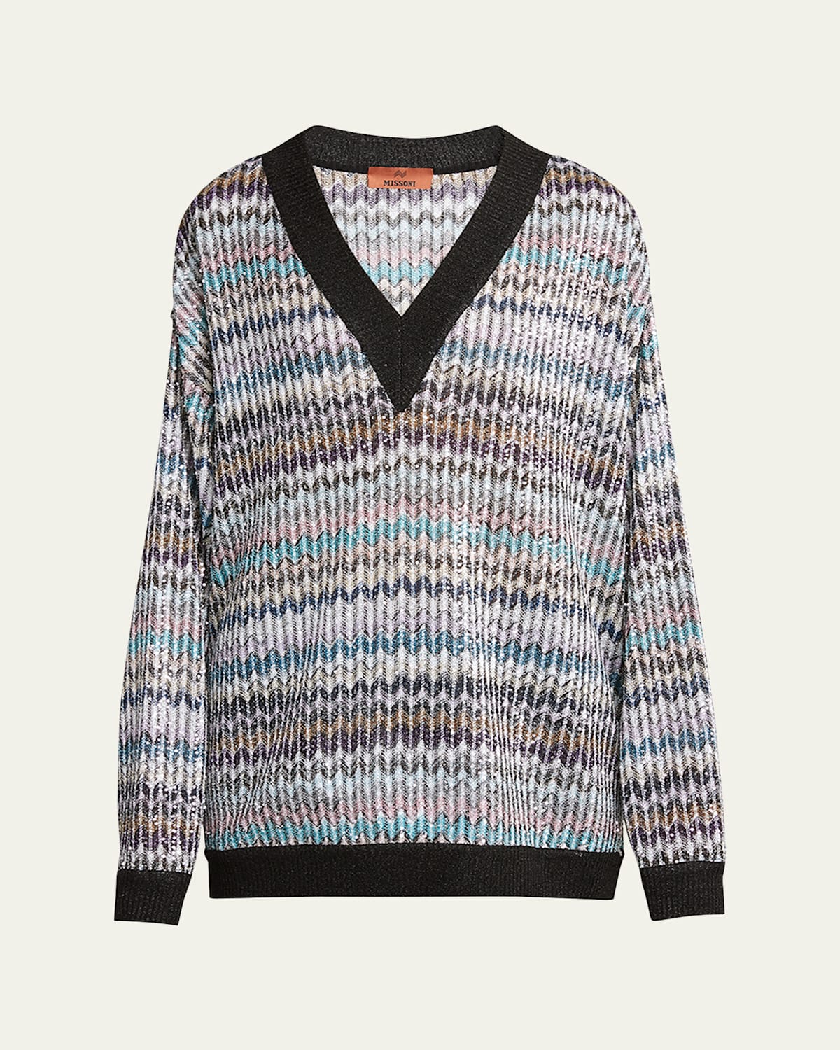Chevron Knit V-Neck Sweater