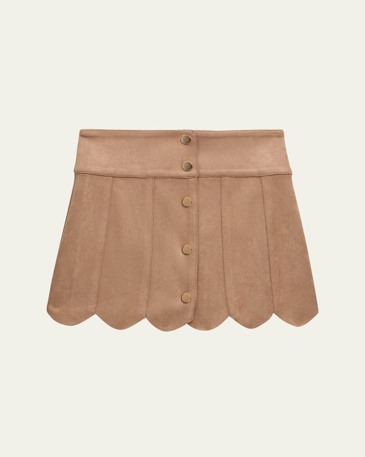 Girl's Autumn Faux Suede Scallop Skirt, Size S-XL