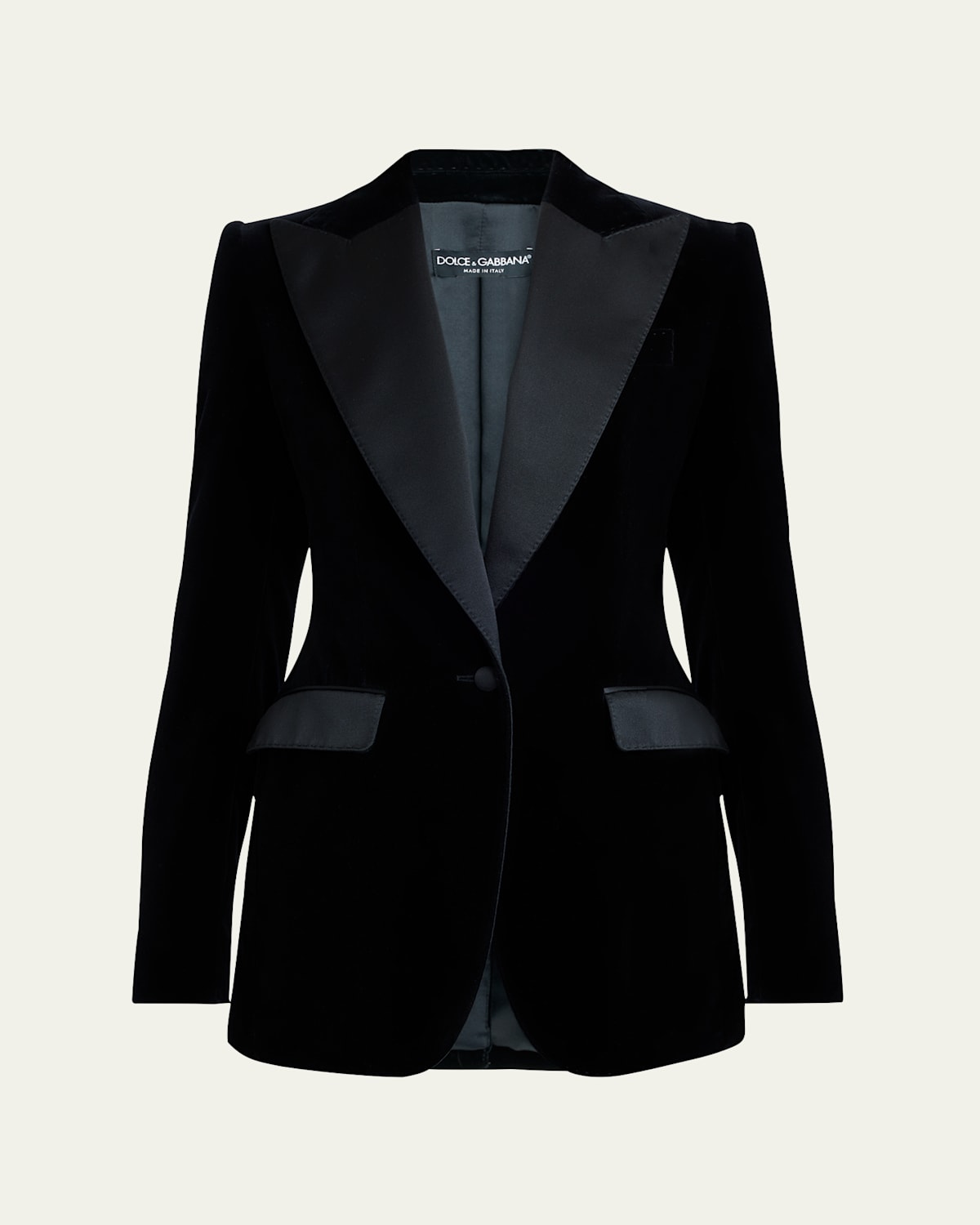 Dolce & Gabbana Velvet Tuxedo Tailored Jacket In Black
