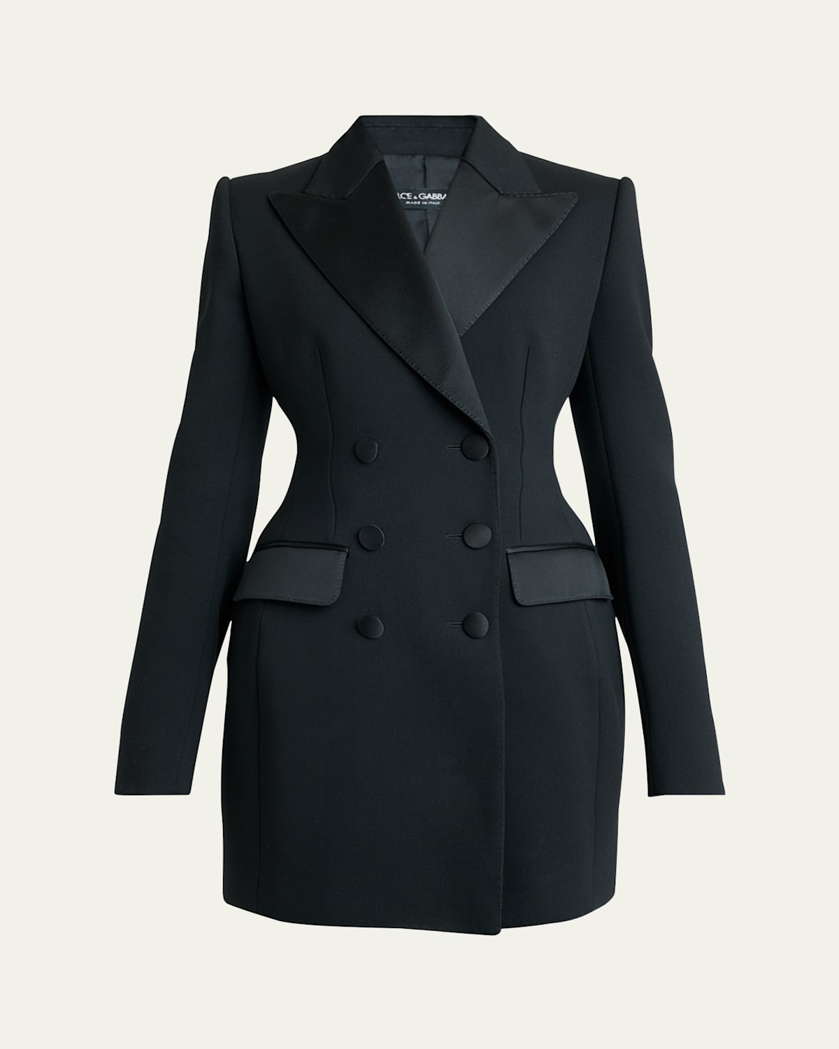 Dolce & Gabbana Tuxedo Double-breasted Mini Jacket Dress In Black