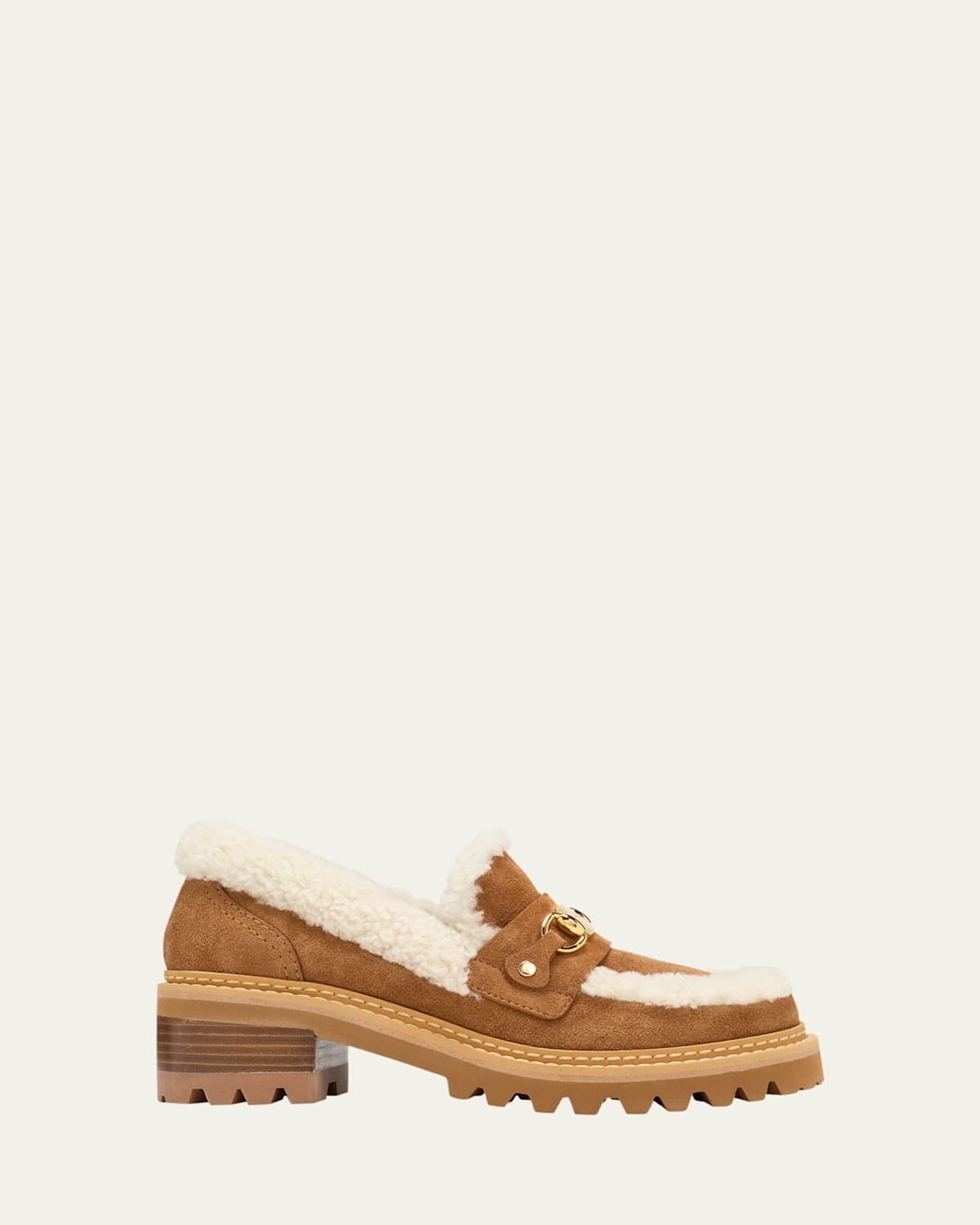 Juliet Suede Shearling Chain Loafers