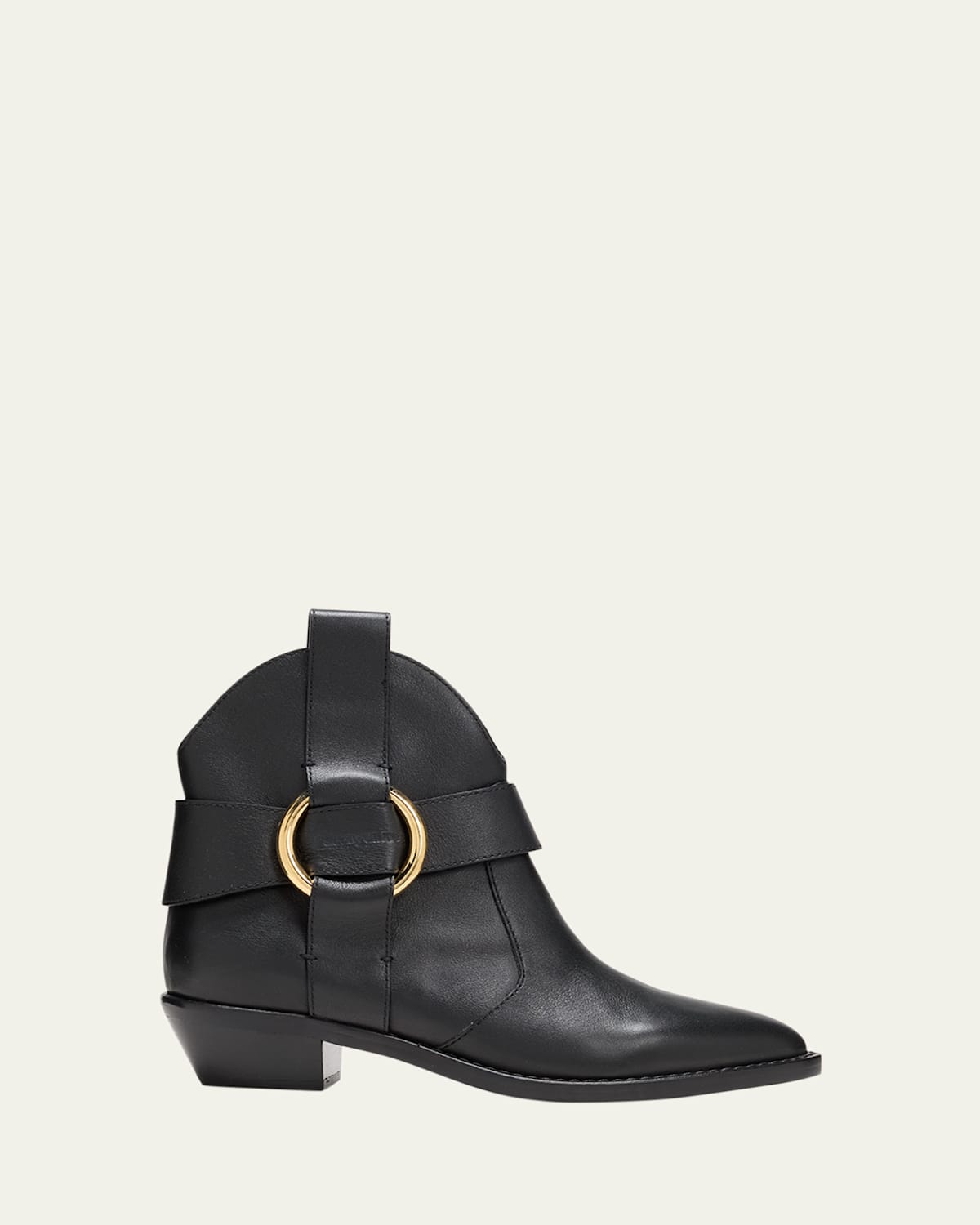 Calfskin Ring Harness Ankle Booties