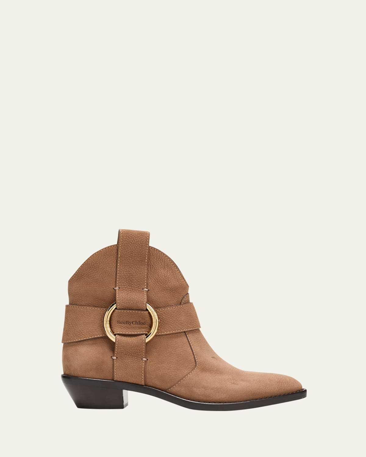 Leather Ring Harness Ankle Booties