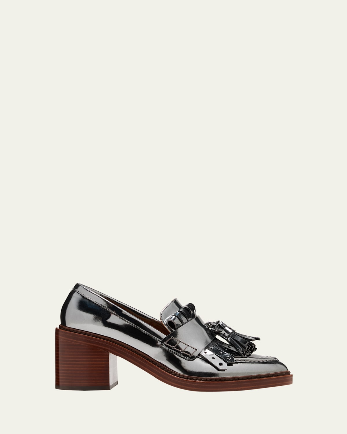 Ulla Johnson Fiona Metallic Kiltie Tassel Loafers In Silver
