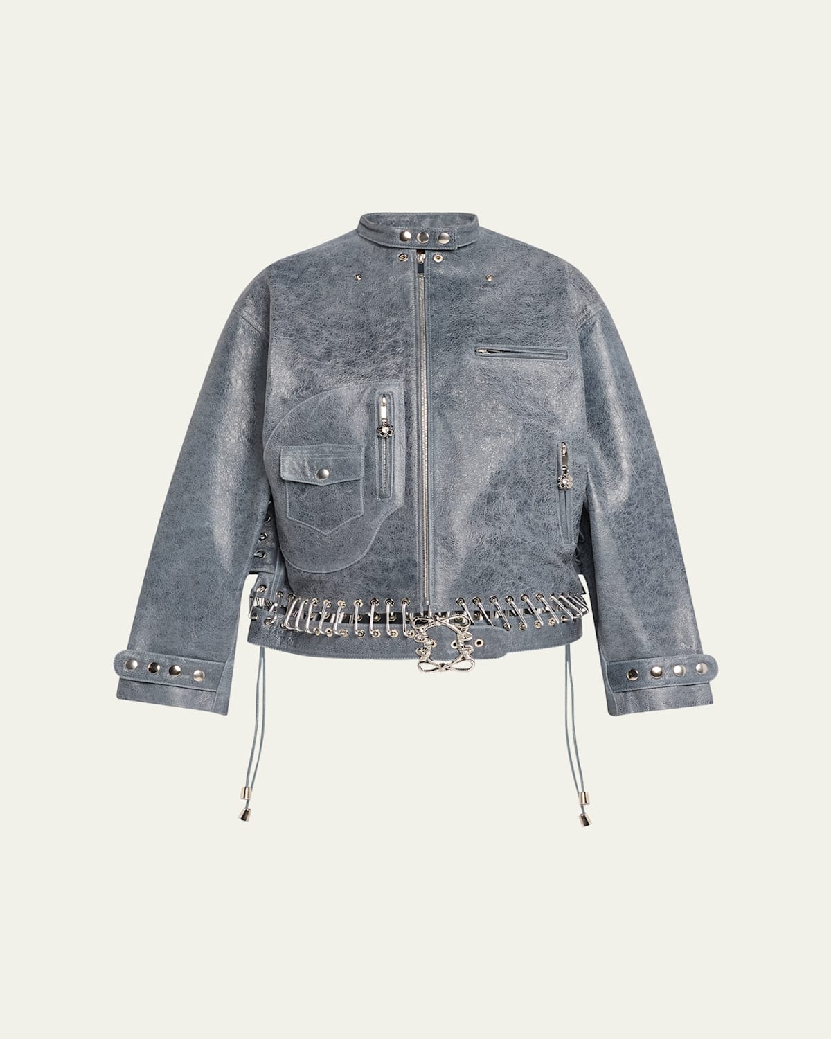 Leather Pin-Buckle Jacket