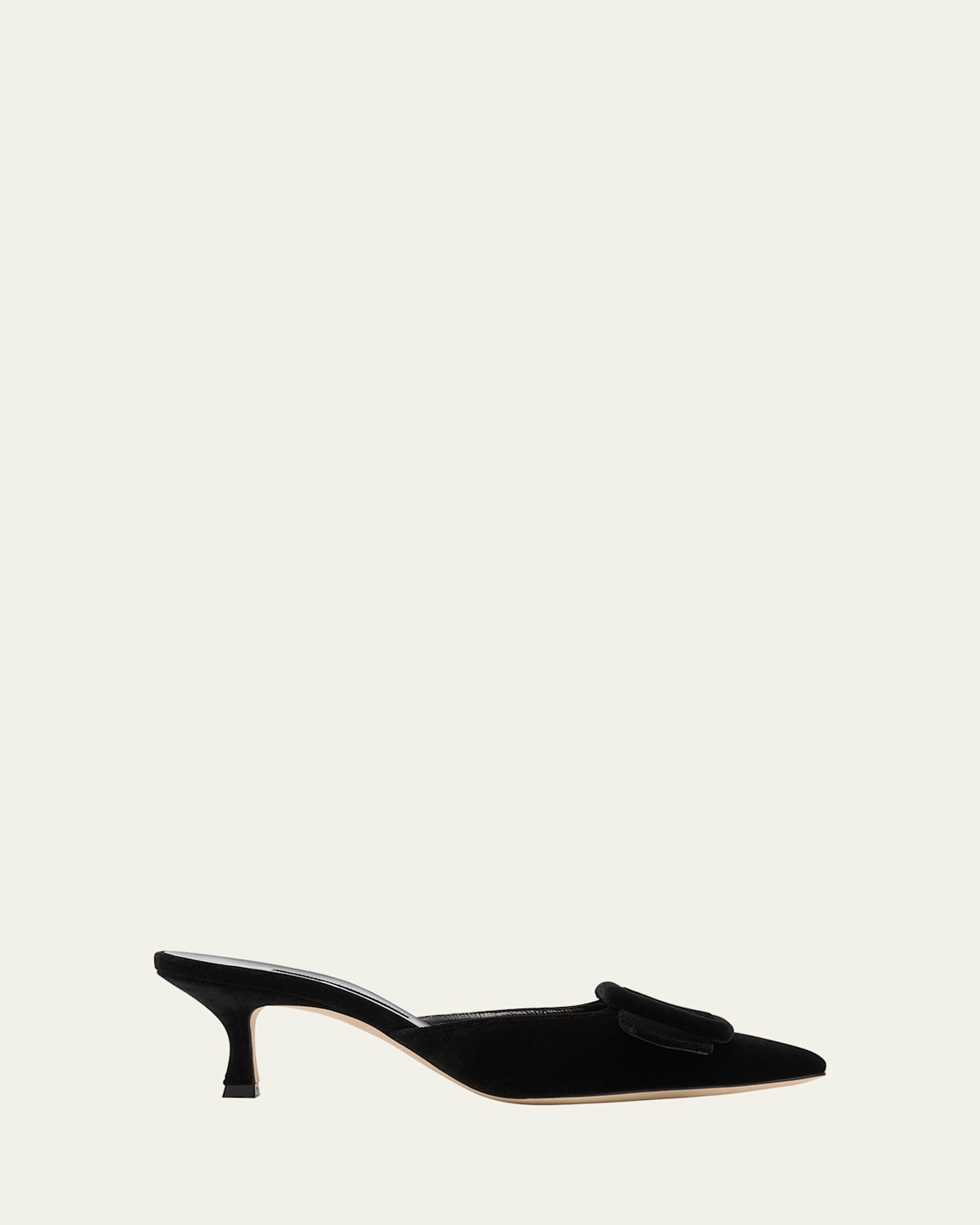 Maysale Velvet Buckle Mule Pumps