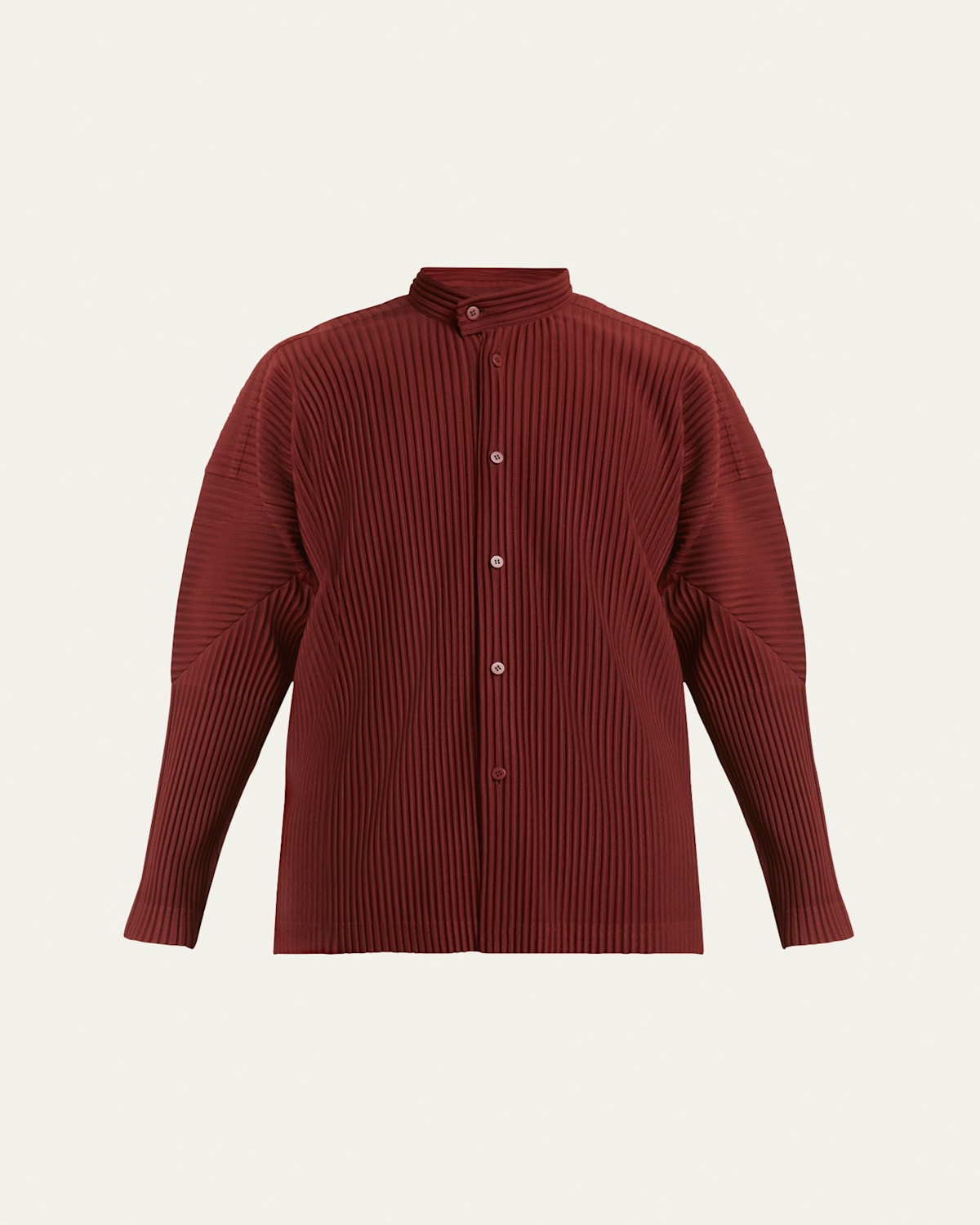Men's Pleated Band-Collar Sport Shirt