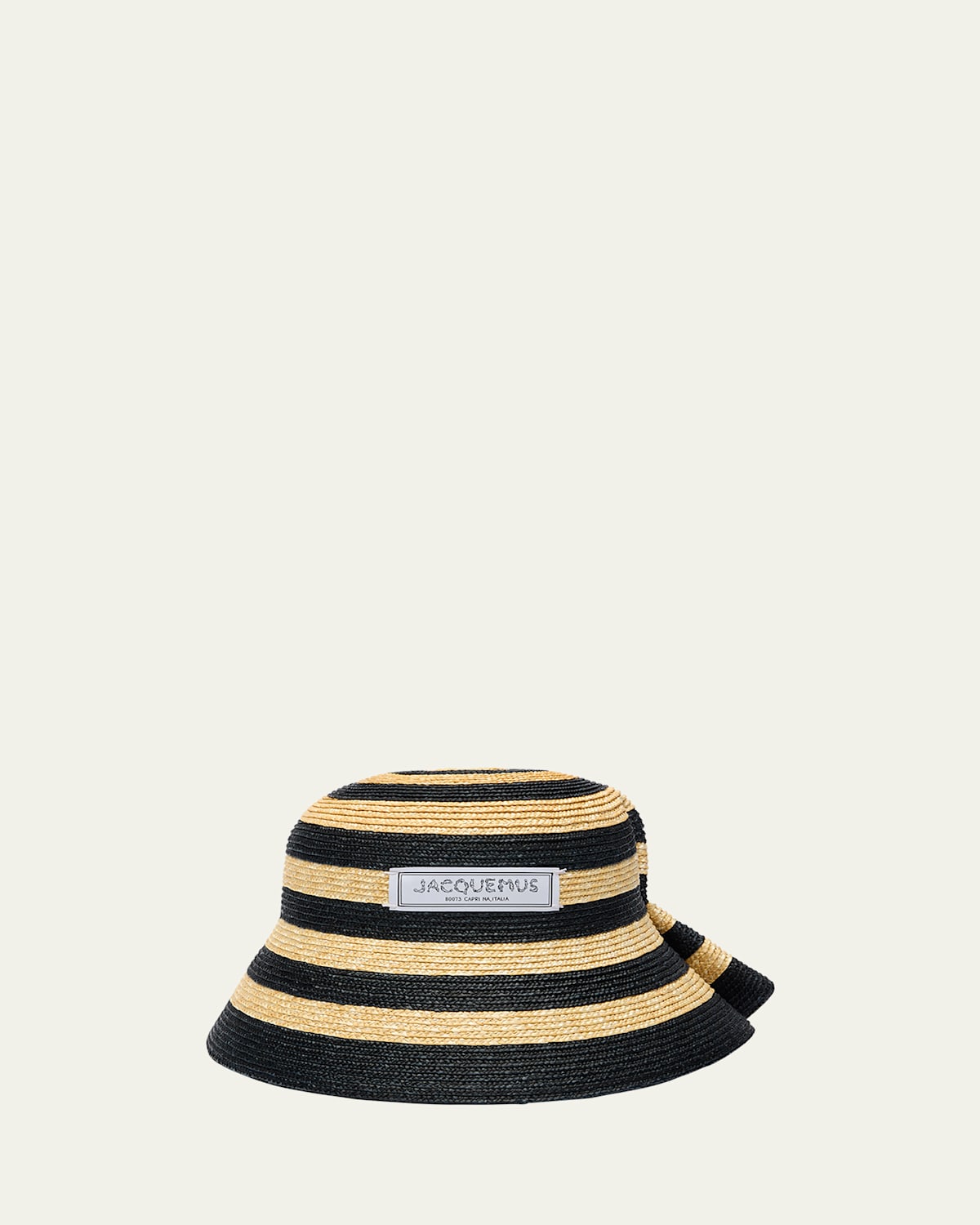 Jacquemus Le Vela Bucket Hat In Ivory   Black