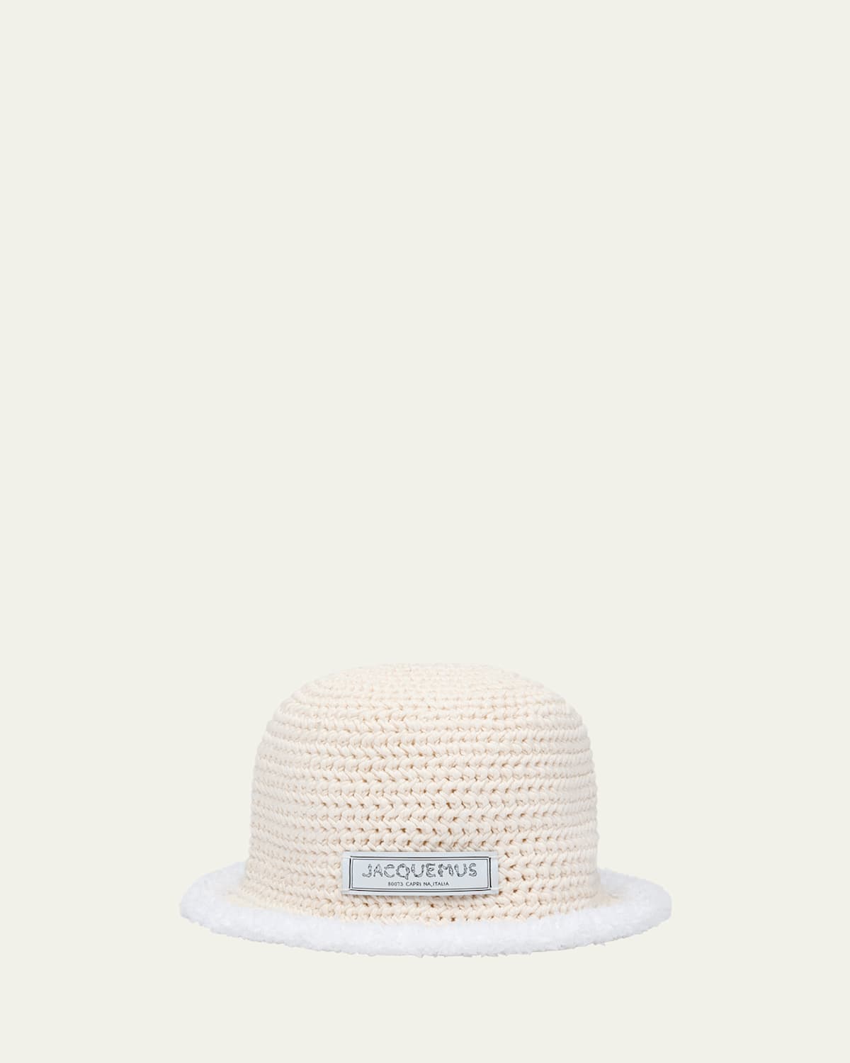 Jacquemus Le Bob Bordino Bucket Hat With Sherpa Trim In Off White