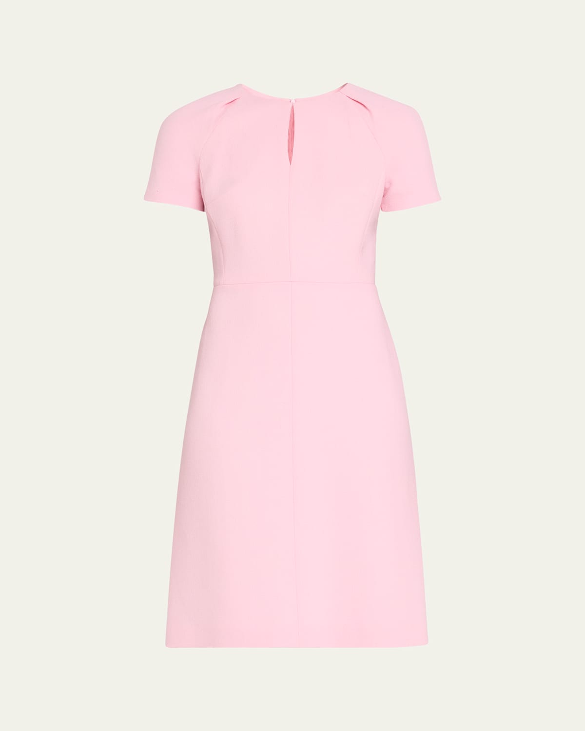 Kiton Short-sleeve Wool Crepe Keyhole Dress, Pink In Lt Pink