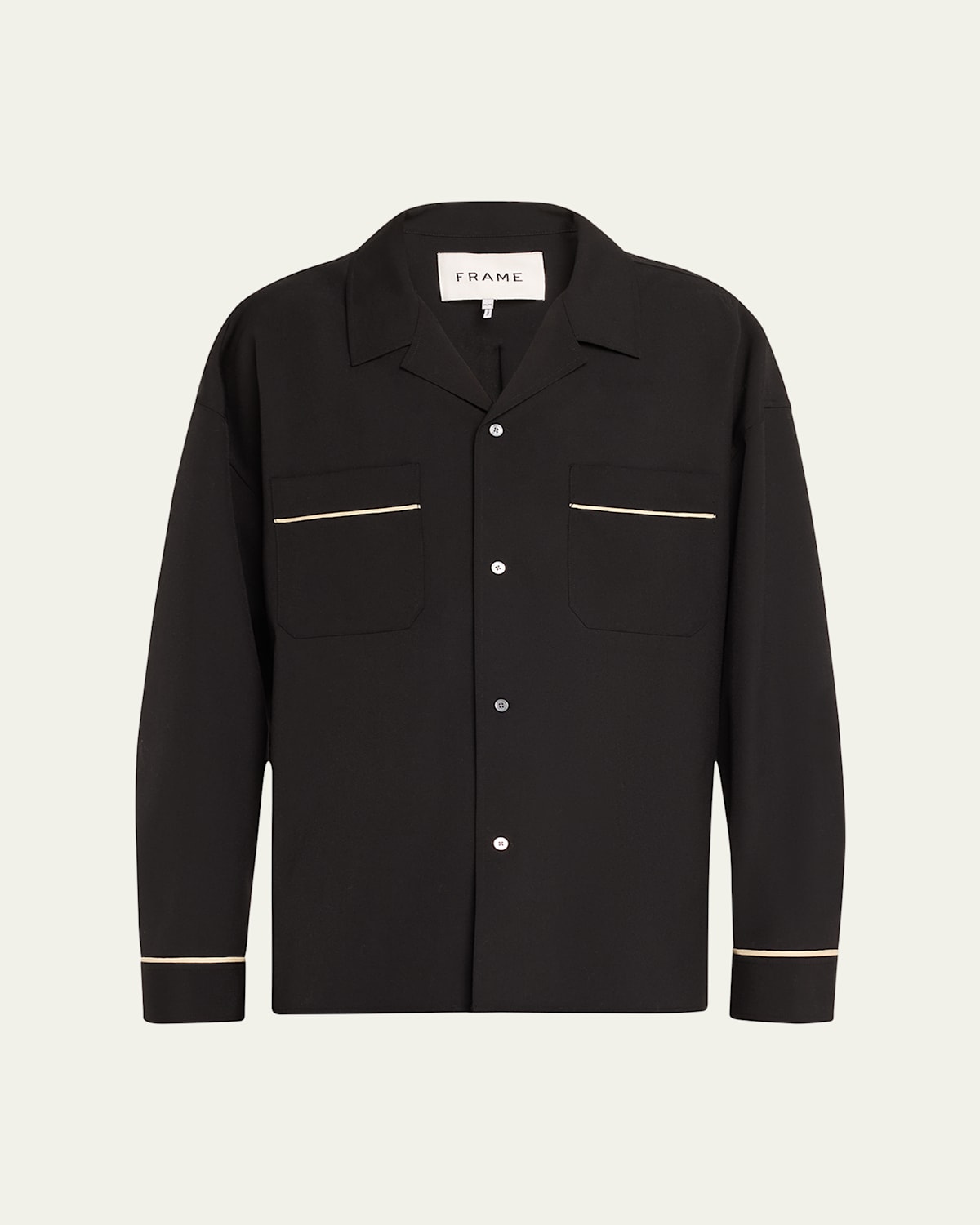 Frame Men's Piped Pajama Shirt In Black
