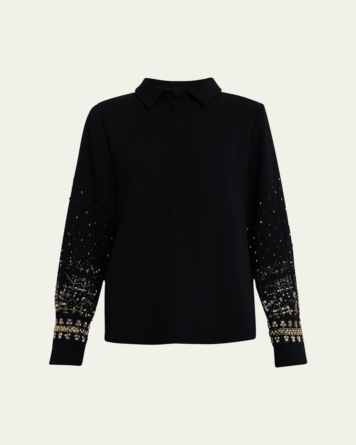 Kobi Halperin Chai Beaded Satin Blouse In Black