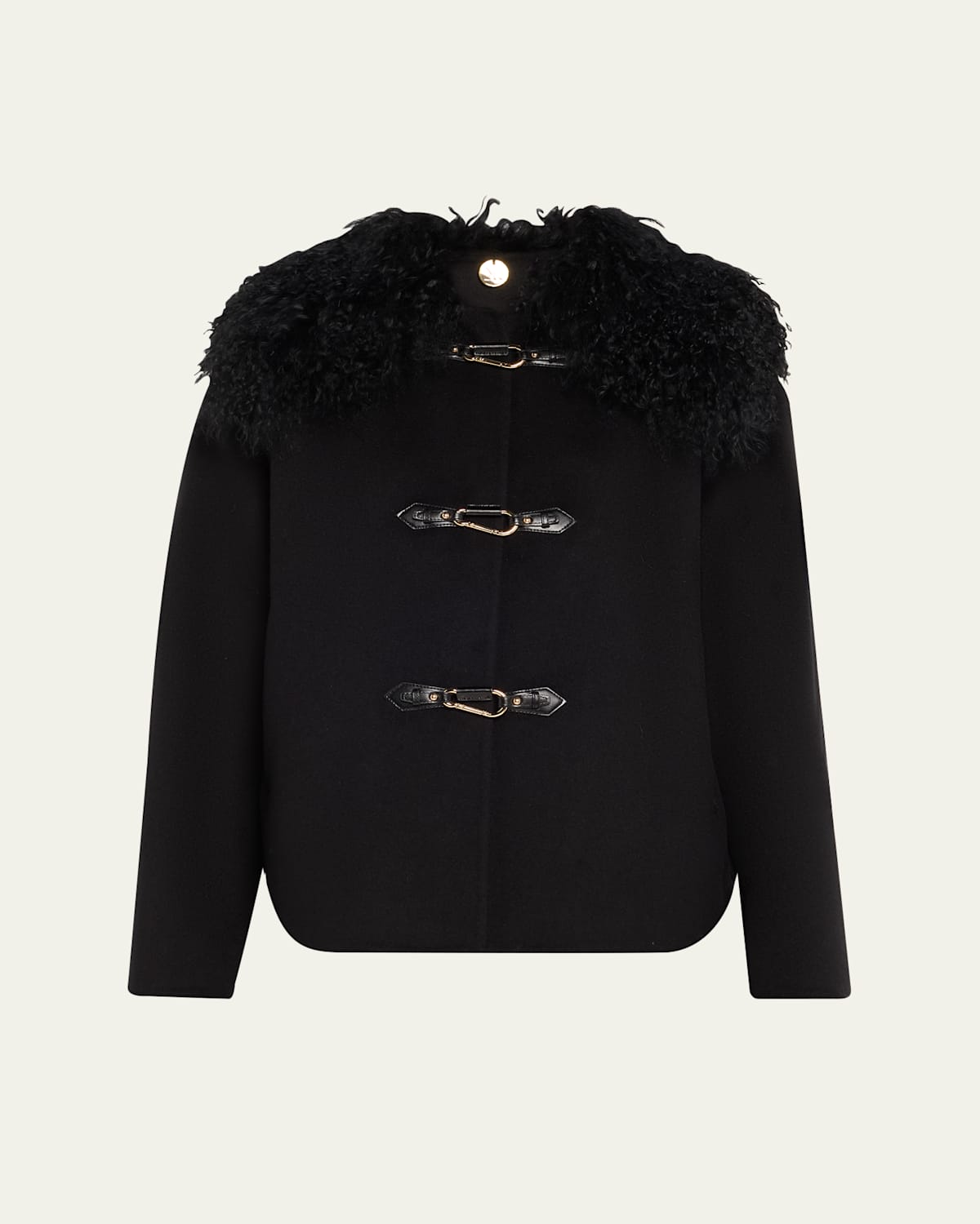 Shirley Wool Shearling-Collar Coat
