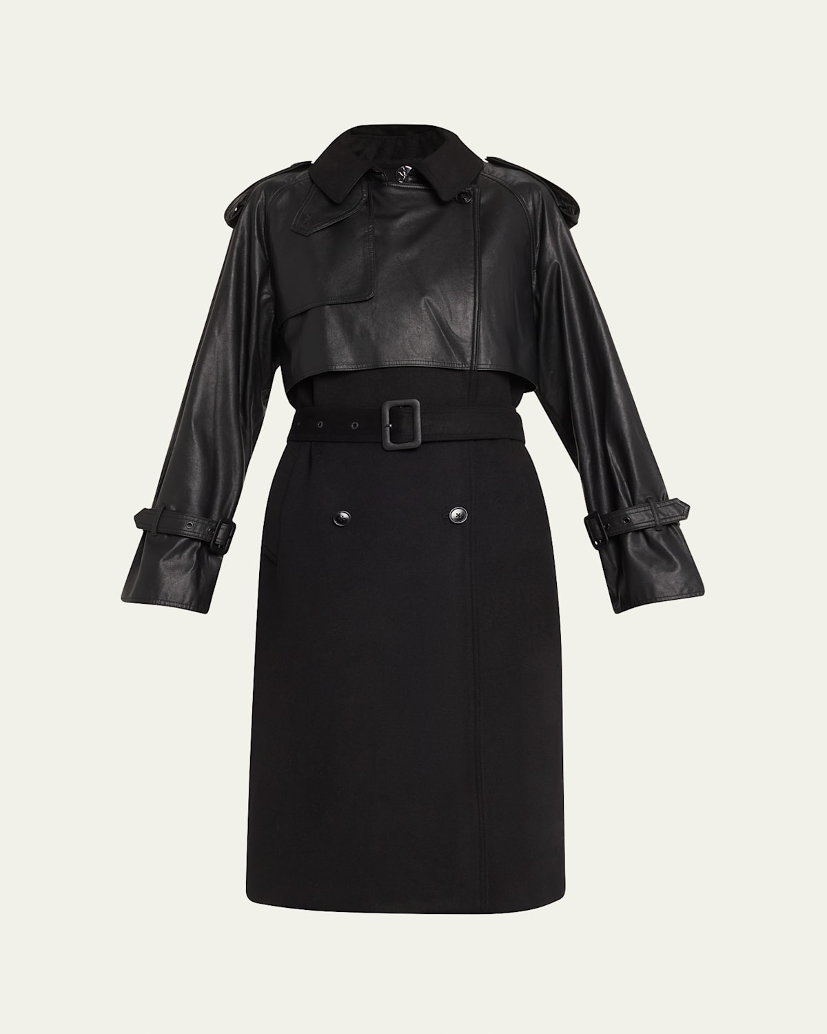 Thalia Wool and Faux Leather Coat