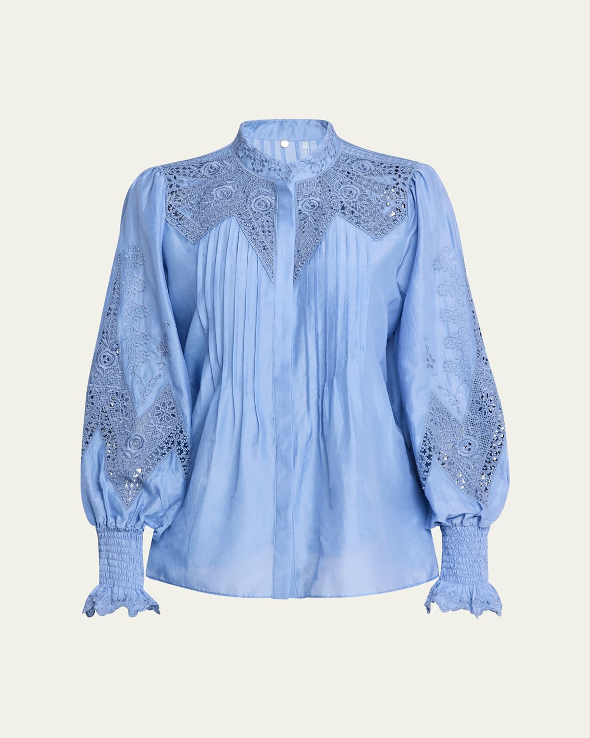 Kobi Halperin Delta Embroidered Cotton-silk Blouse In Periwinkle