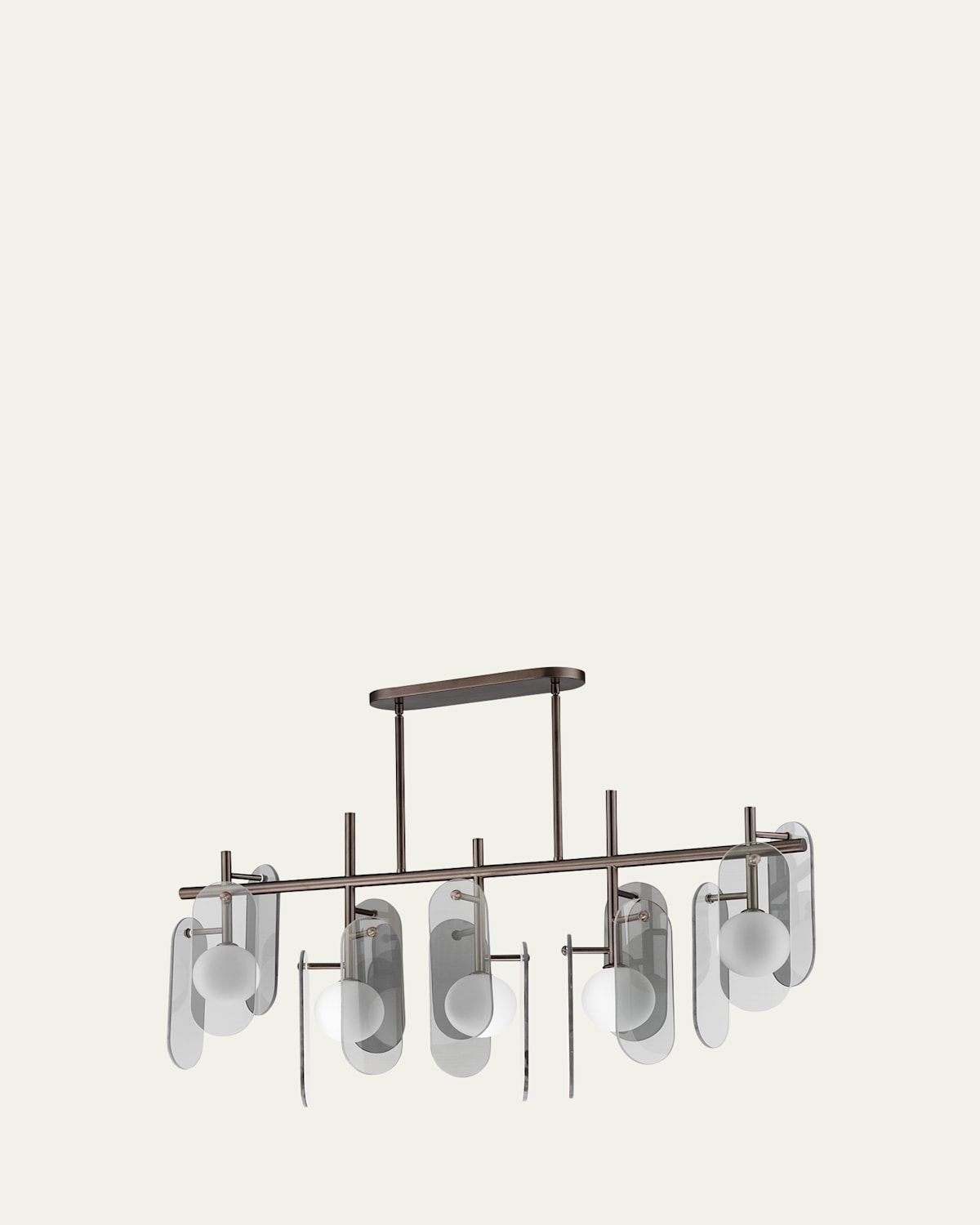 Megalith Glass 47" 5-Light Linear Chandelier, Mirror Smoke