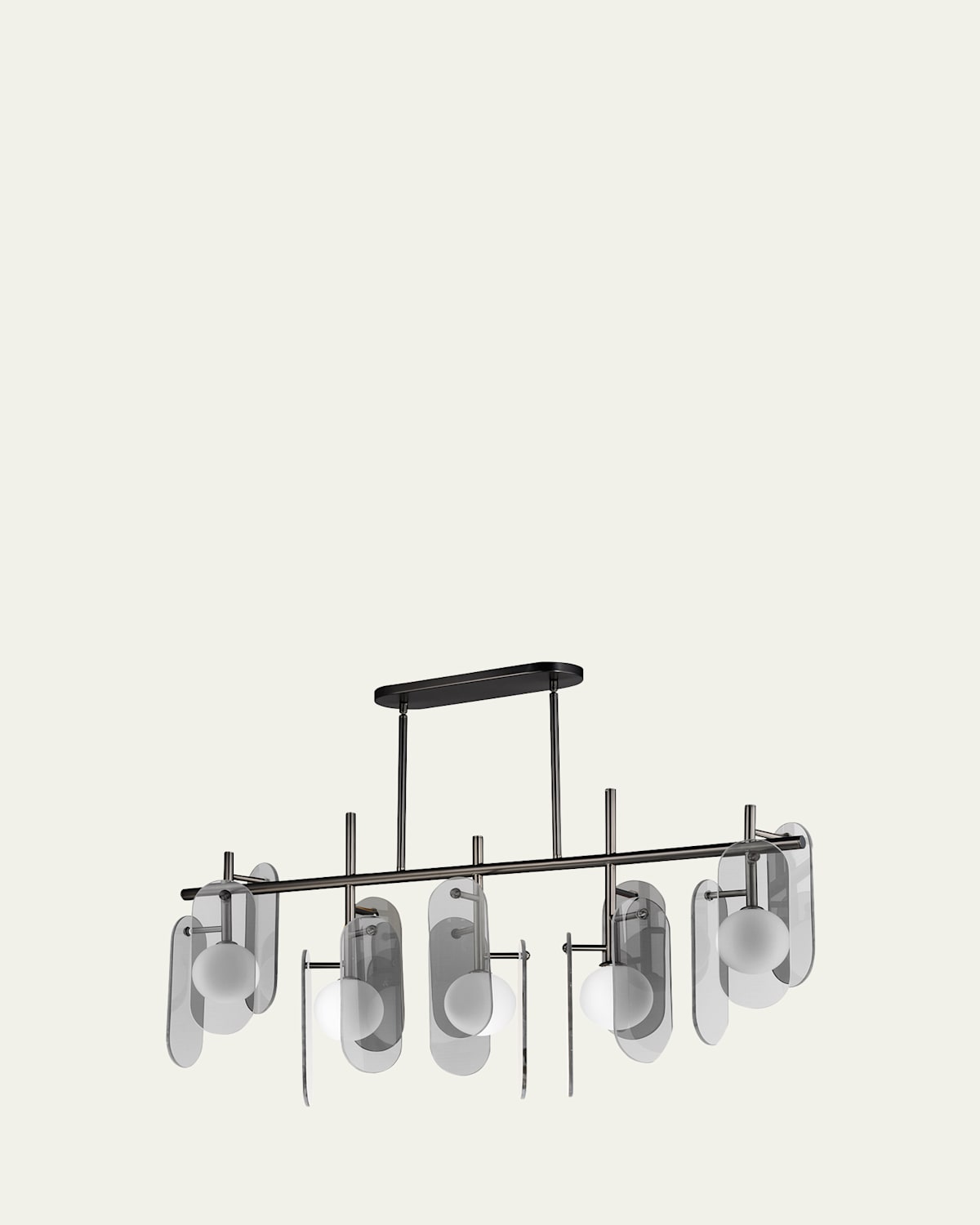 Megalith Glass Mirror Smoke 47" 5-Light Linear Chandelier