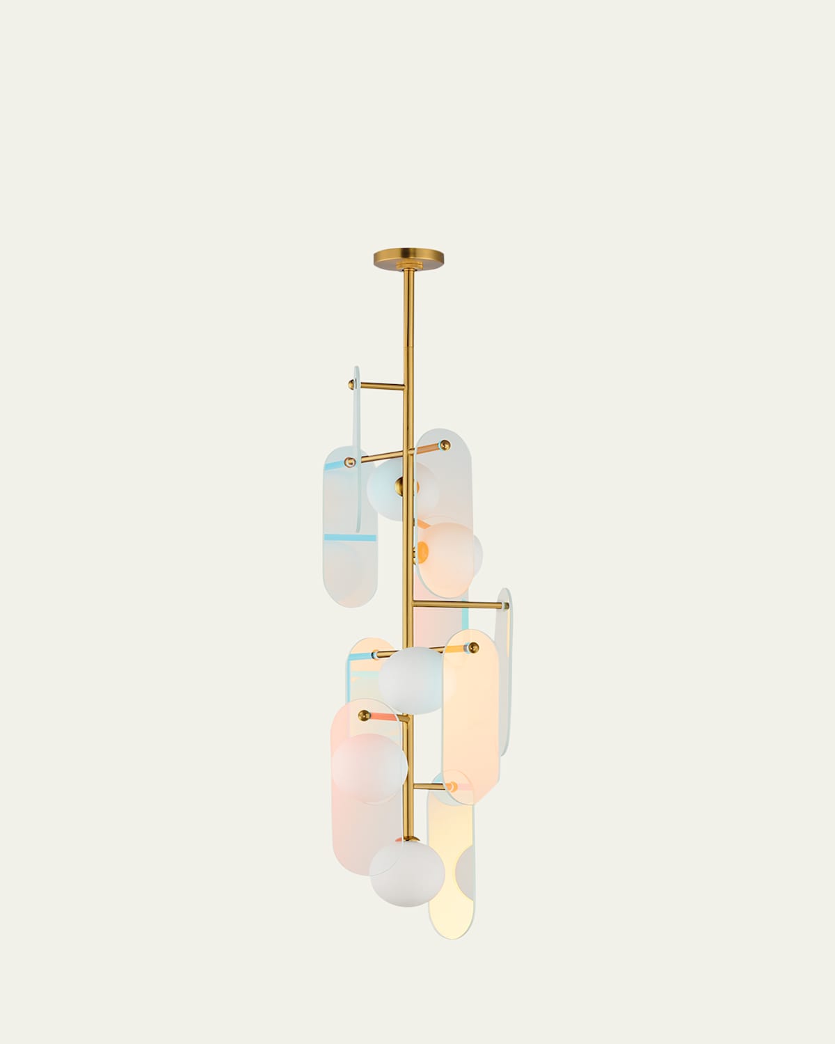Megalith Dichroic Glass 42" 5-Light Vertical Chandelier