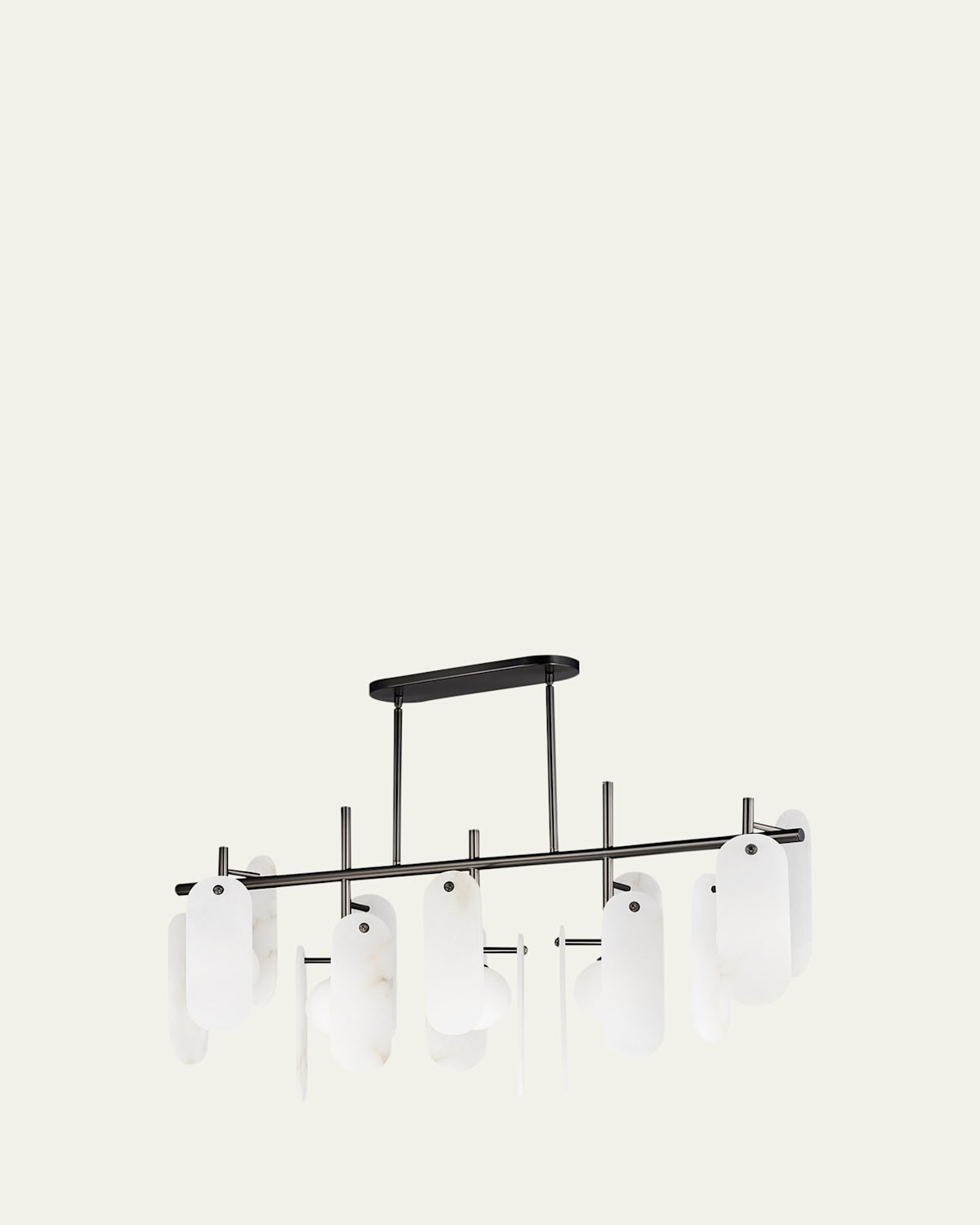 Studio M Megalith Alabaster Stone 47" 5-light Linear Chandelier In Gunmetal