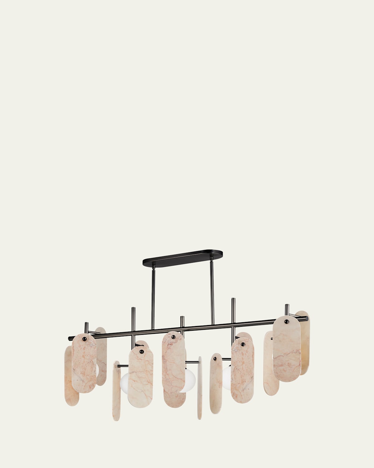 Megalith Rose Jade Stone 47" 5-Light Linear Chandelier