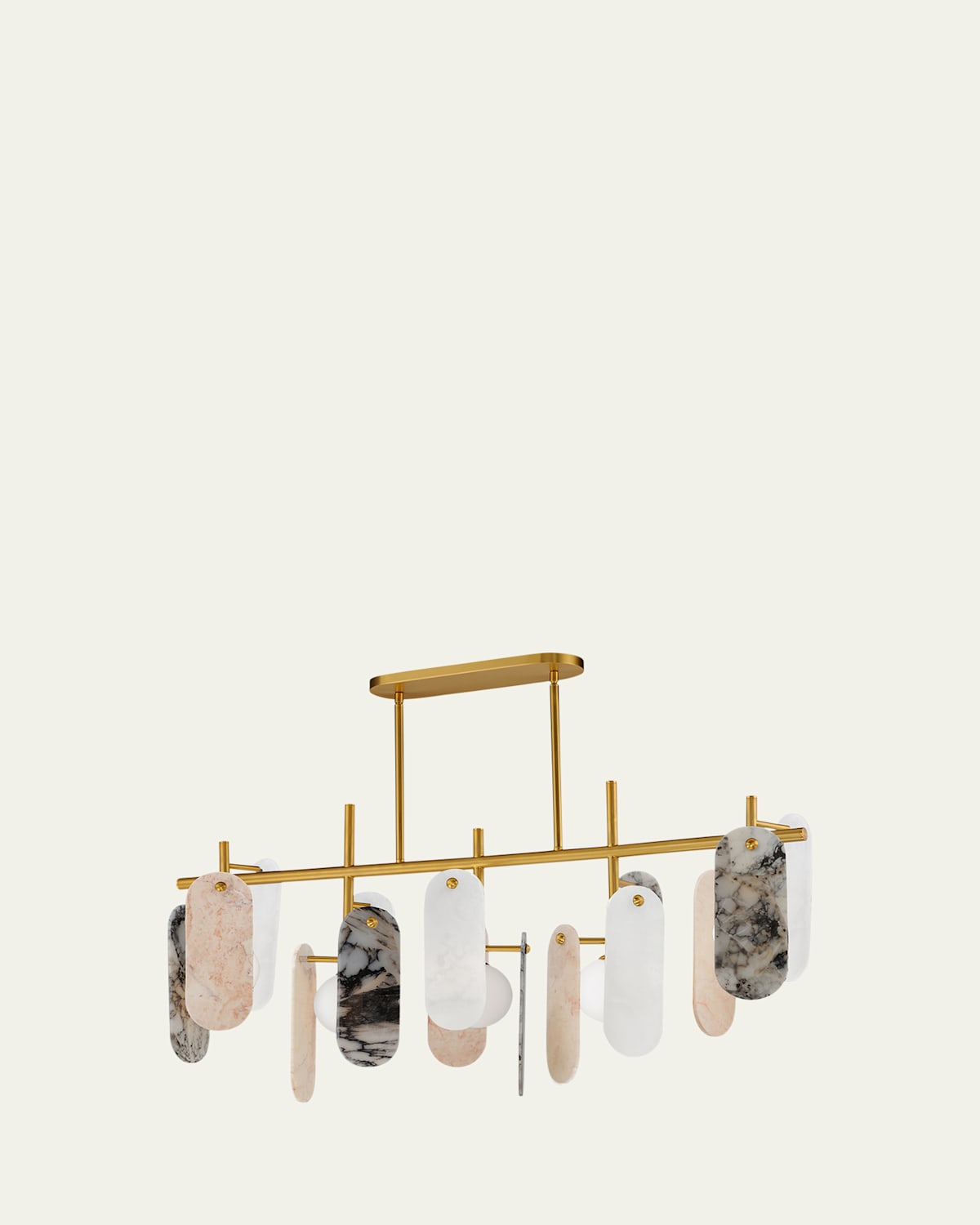 Megalith Assorted Stone 47" 5-Light Linear Chandelier