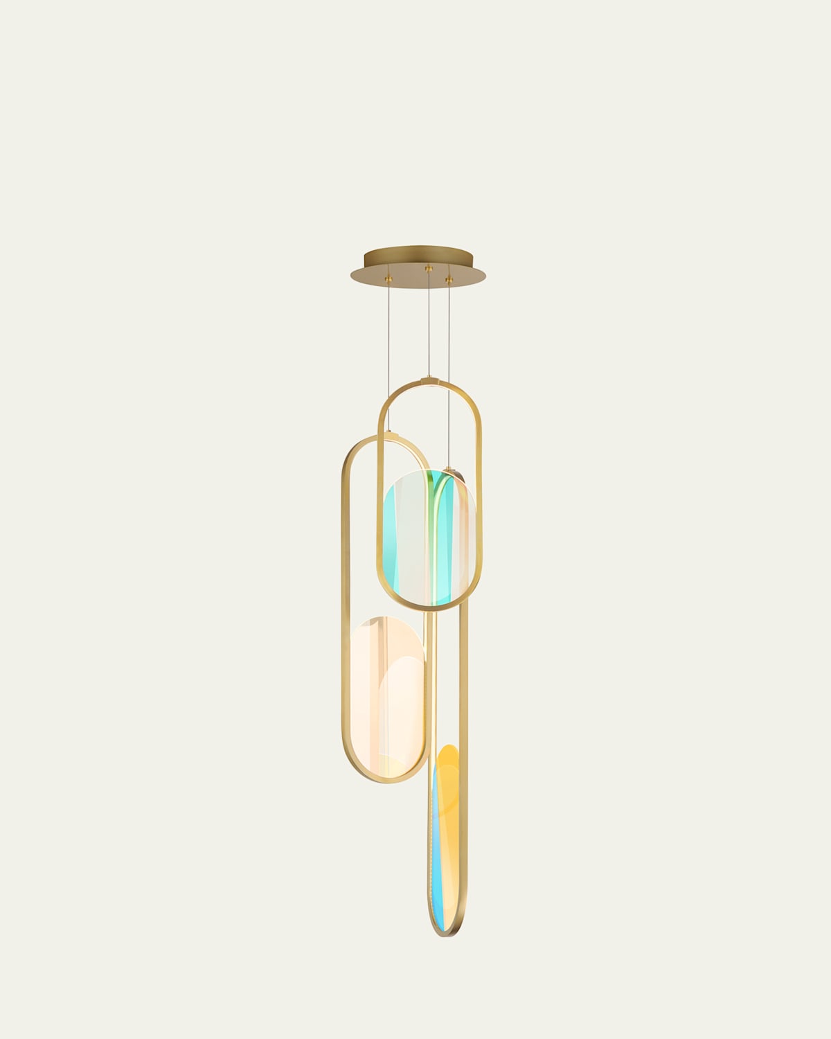 Studio M Trance 39" 3-light Dichroic Glass Chandelier In Natural Aged Brass