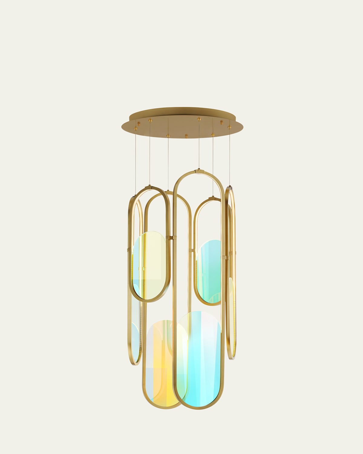Studio M Trance 39" 6-light Dichroic Glass Chandelier In Natural Aged Brass